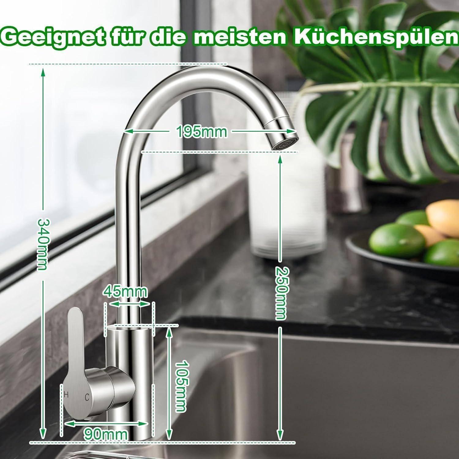 Wasserhahn Mischbatterie Einhand 360 Drehbar Hochdruck Modern