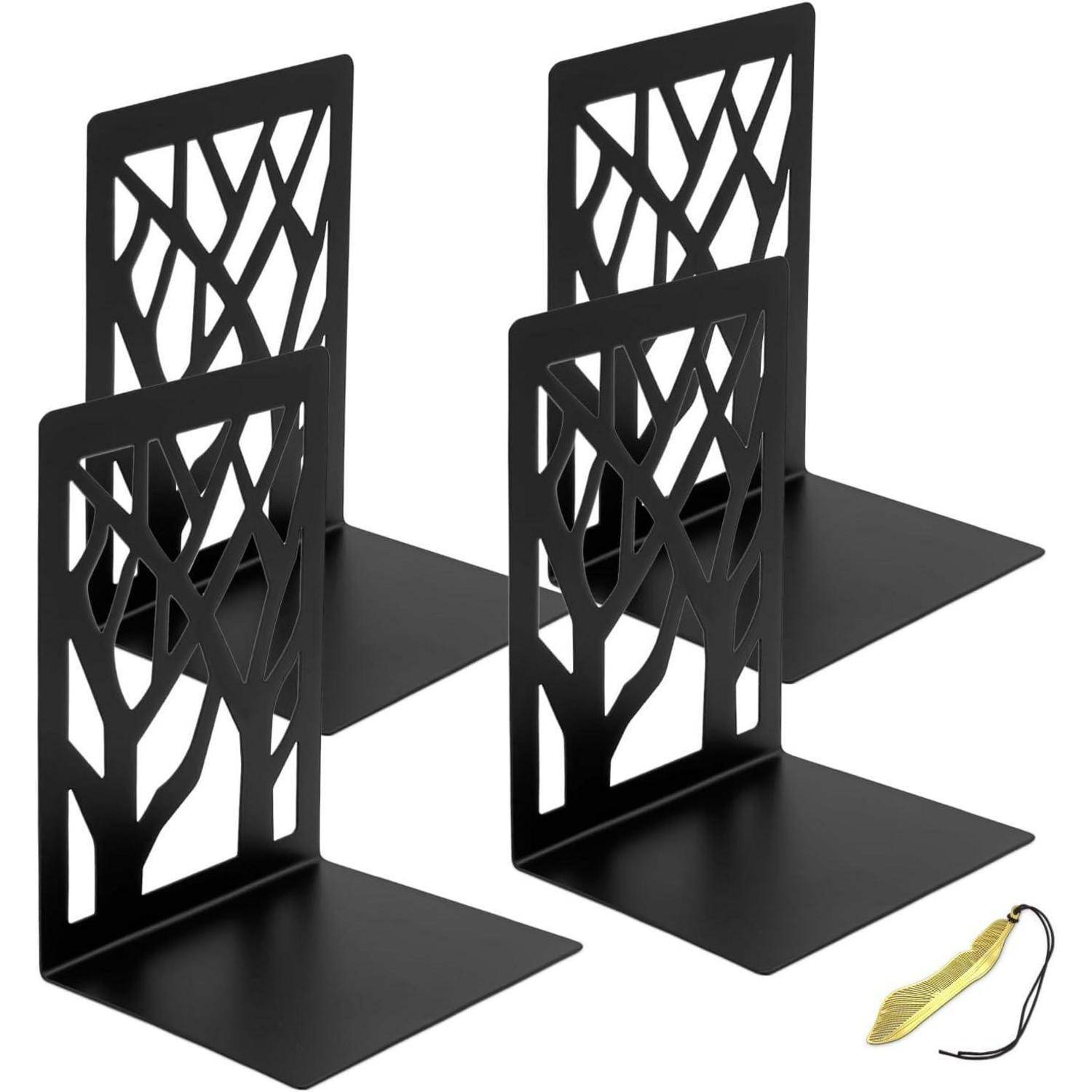 Buchstütze Metall schwarz 2 Paare 12x9x16cm - für Schule DVD Magazine