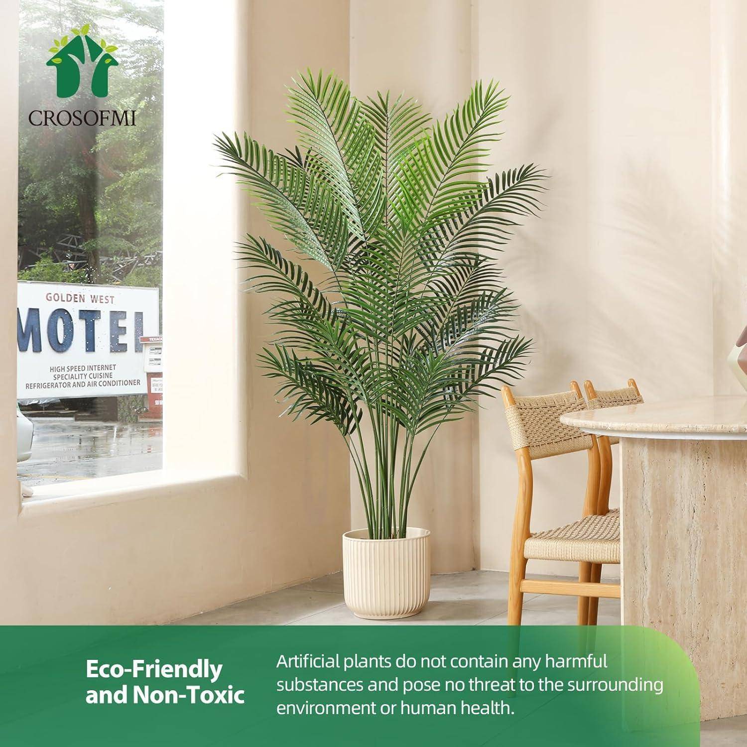Künstliche Plastik Palme groß 170cm im Topf Fake Plant für Wohnzimmer