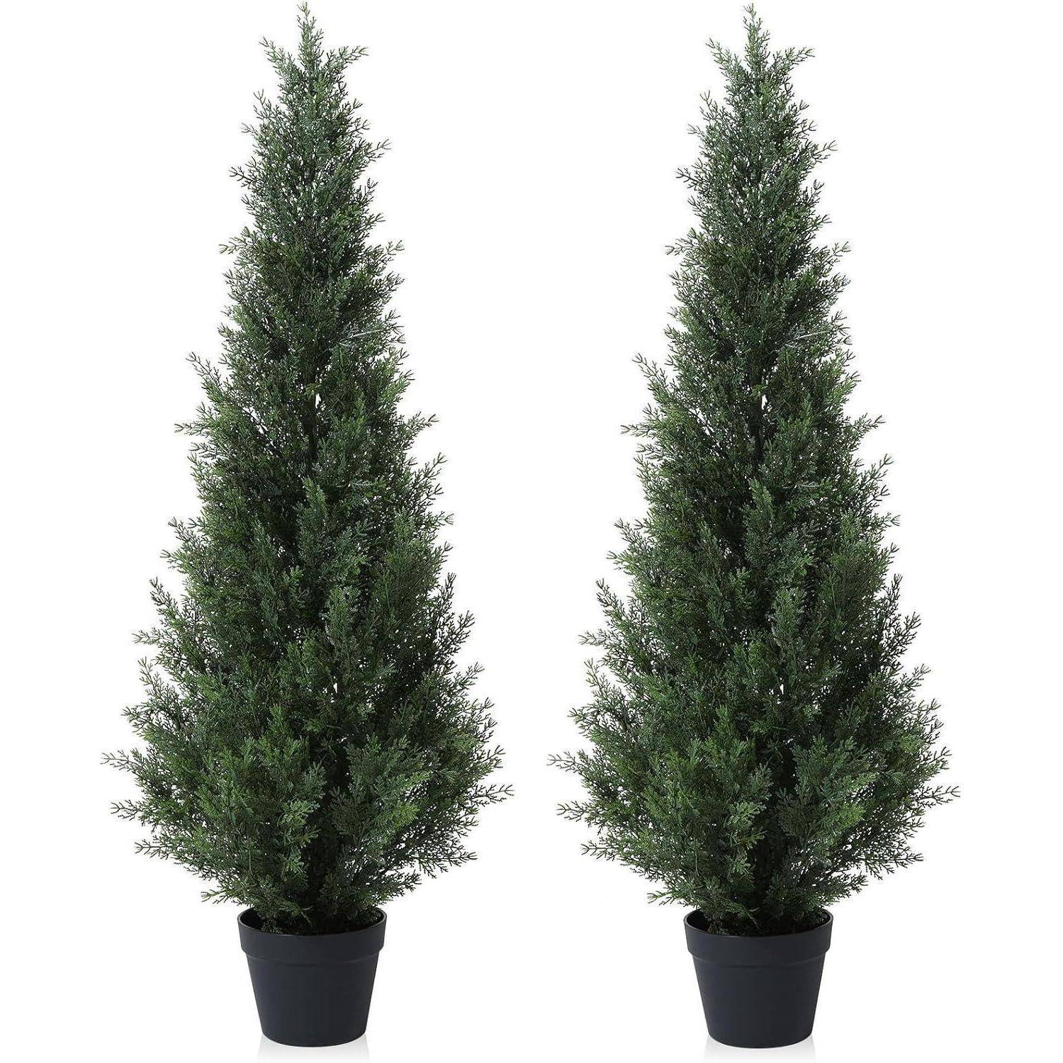 Künstlicher Zedernbaum 125 cm Kunstpflanze im Topf 2er Set