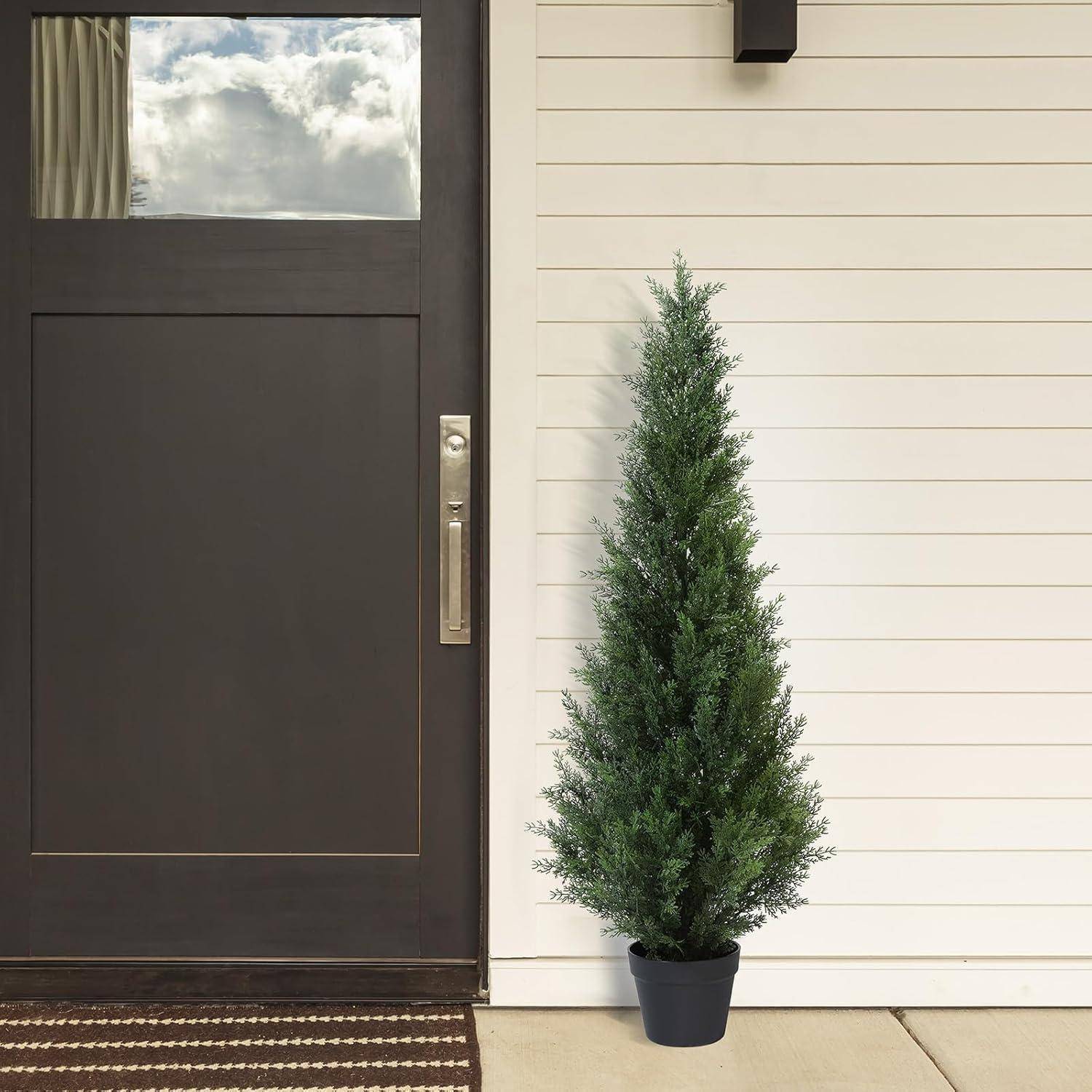 Künstlicher Zedernbaum 125 cm Kunstpflanze im Topf 2er Set
