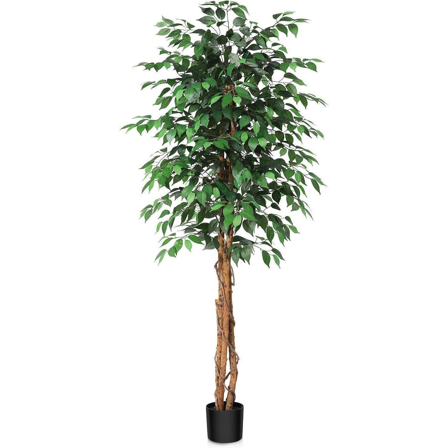 180 cm Kunstpflanze Ficusbaum Naturholz Stamm für Büro Zuhause deco