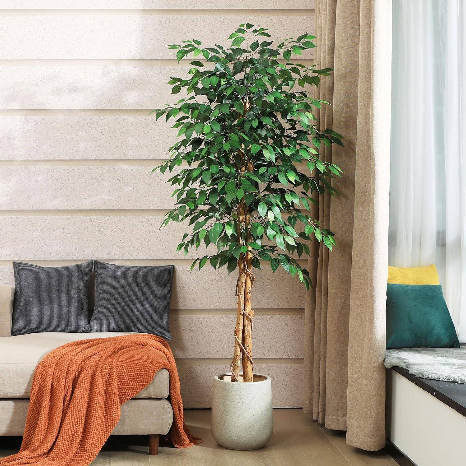 180 cm Kunstpflanze Ficusbaum Naturholz Stamm für Büro Zuhause deco