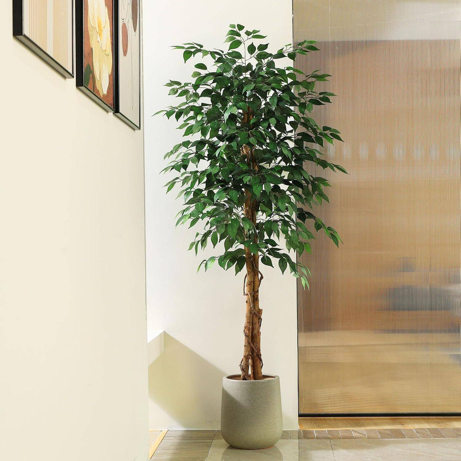 180 cm Kunstpflanze Ficusbaum Naturholz Stamm für Büro Zuhause deco