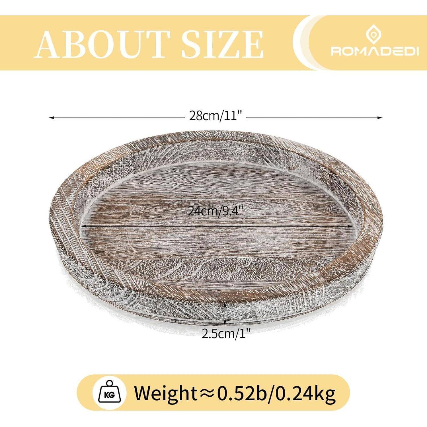 Ovales Holztablett mit angegebenen Abmessungen: 28 cm (11