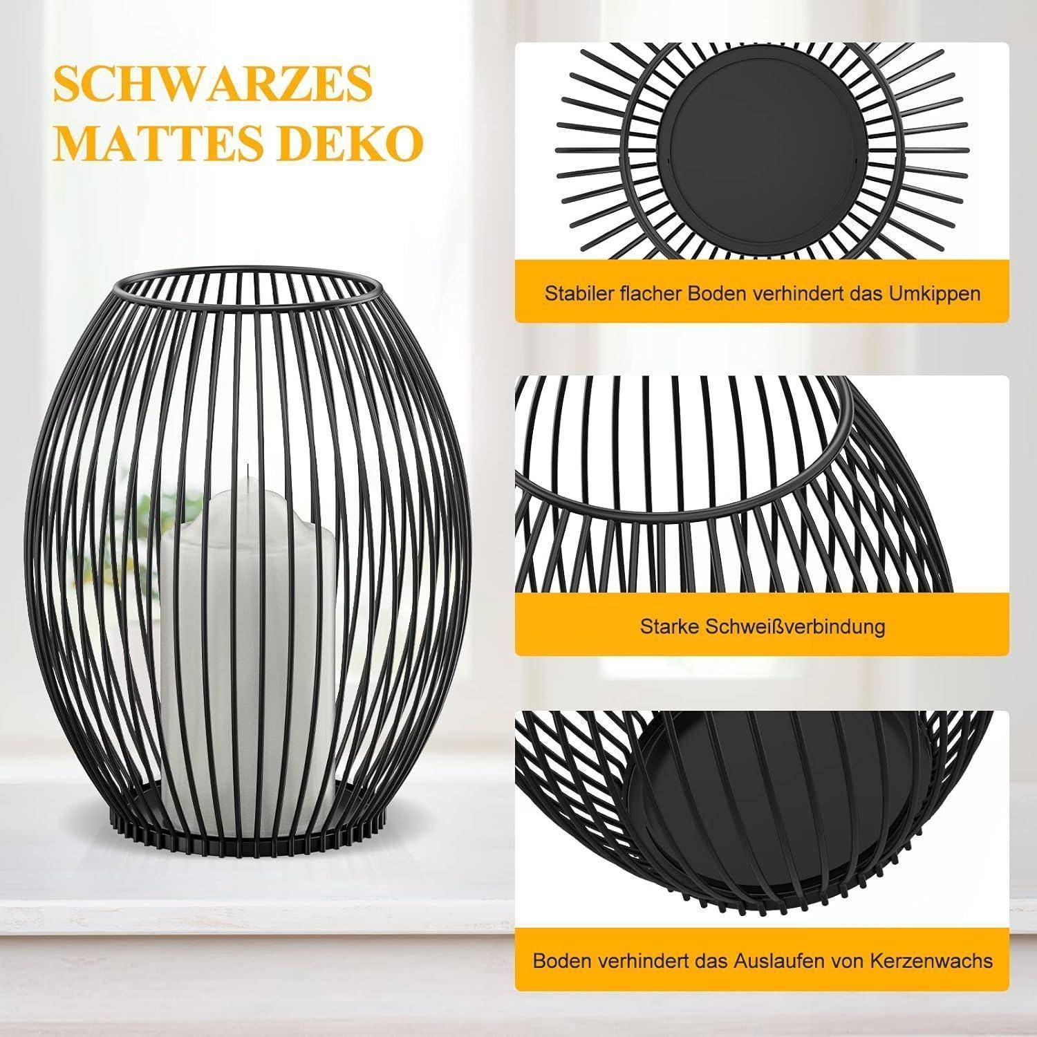 Kerzenständer 2er Set Deko Wohnzimmer Schlafzimmer Badezimmer Schwarz