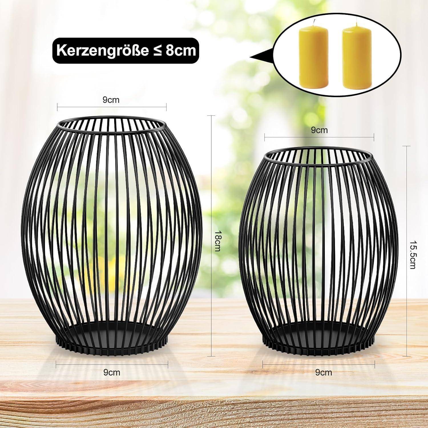 Kerzenständer 2er Set Deko Wohnzimmer Schlafzimmer Badezimmer Schwarz