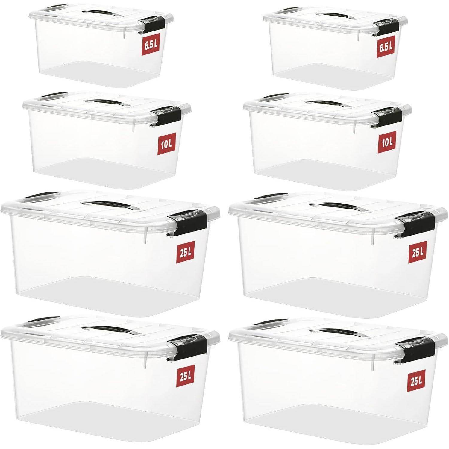 Greentainer 8er Set Aufbewahrungsbox Stapelbar Transparent