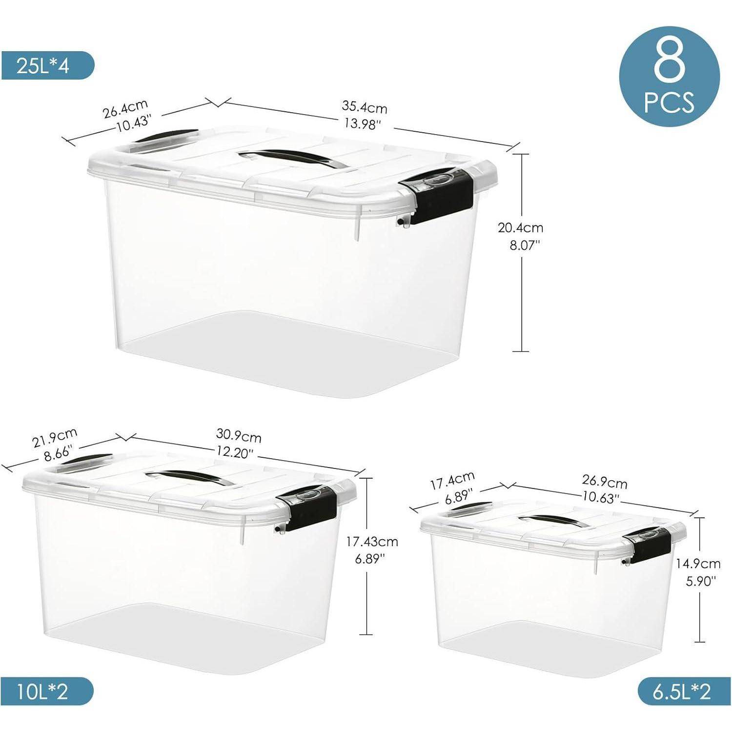 Greentainer 8er Set Aufbewahrungsbox Stapelbar Transparent