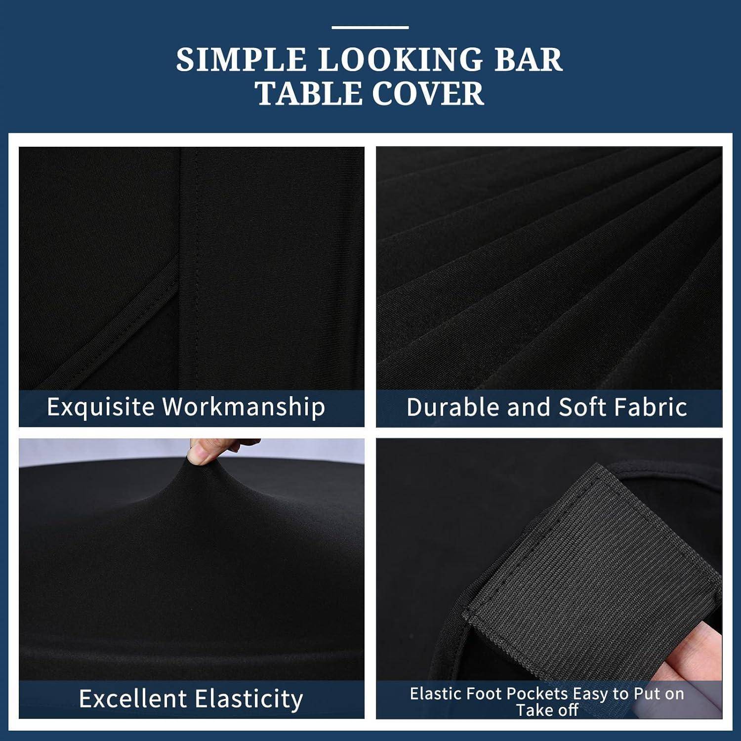 Schlichte Tischdecke für Bartische' zeichnet sich durch vier Eigenschaften aus: ‚Exquisite Verarbeitung', ‚Strapazierfähiger und weicher Stoff', ‚Hervorragende Elastizität', ‚Elastische Fußtaschen zum einfachen An- und Ablegen'.