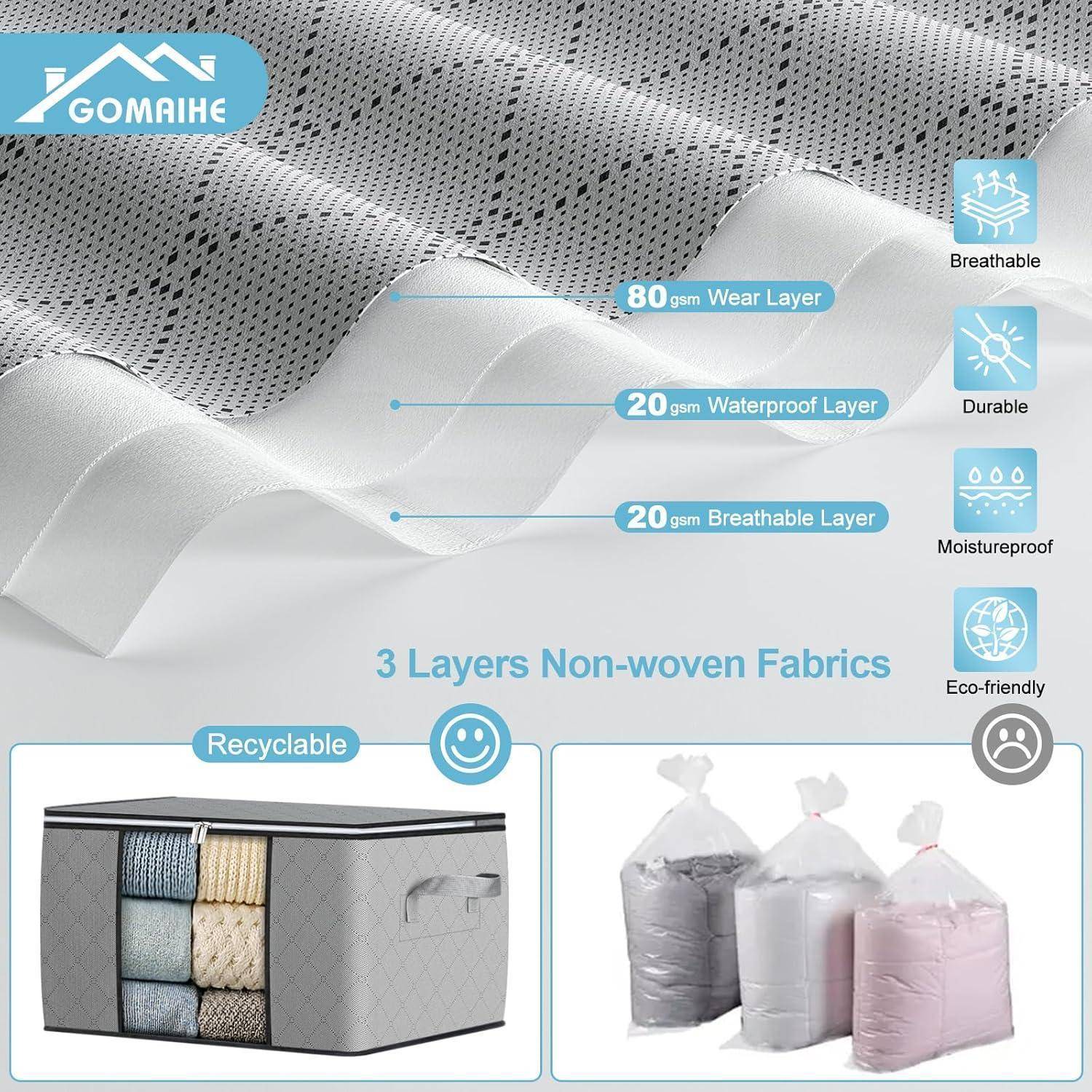 6er Set 60L Aufbewahrungsbox mit Deckel und Griffen, transparentes