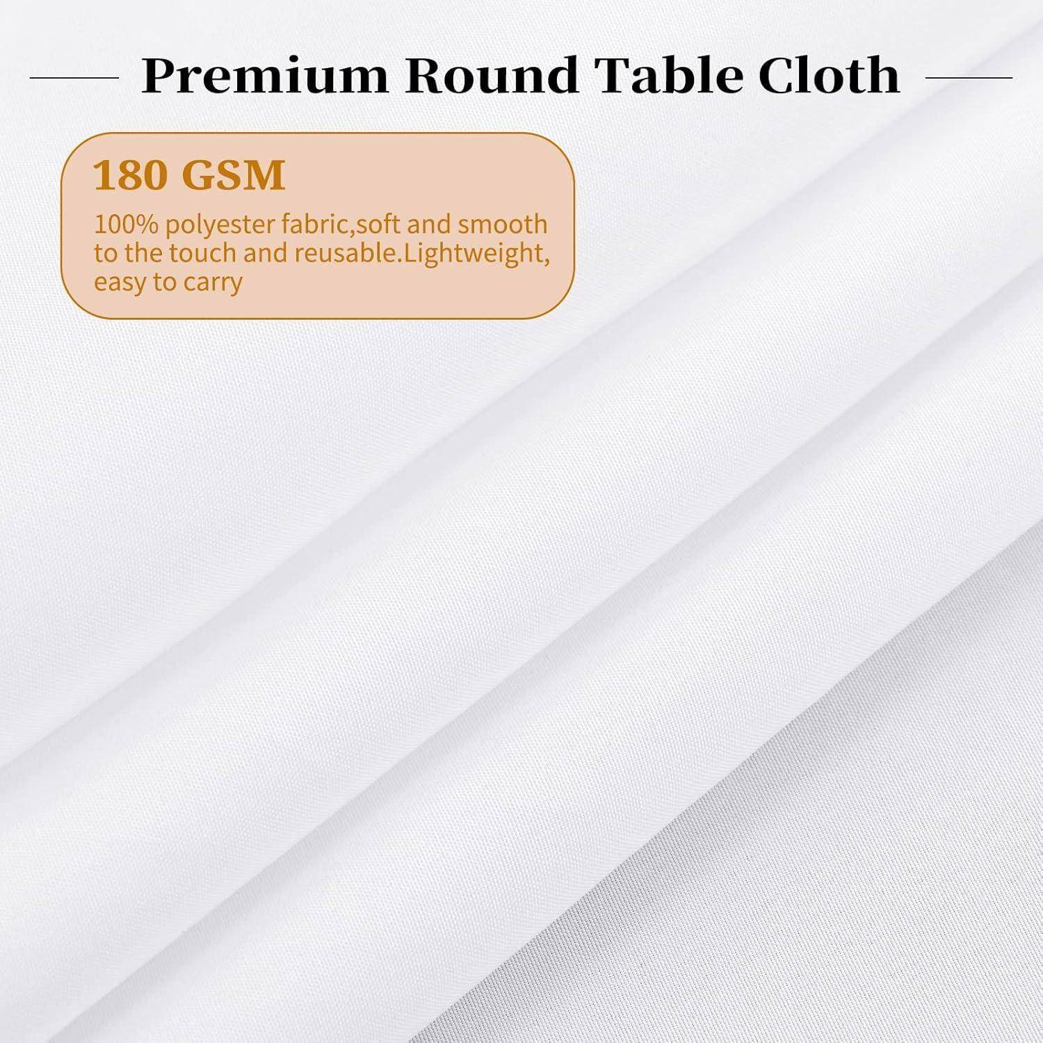 Polyester Runde Tischdecken 90 Zoll Weiß 6er Pack