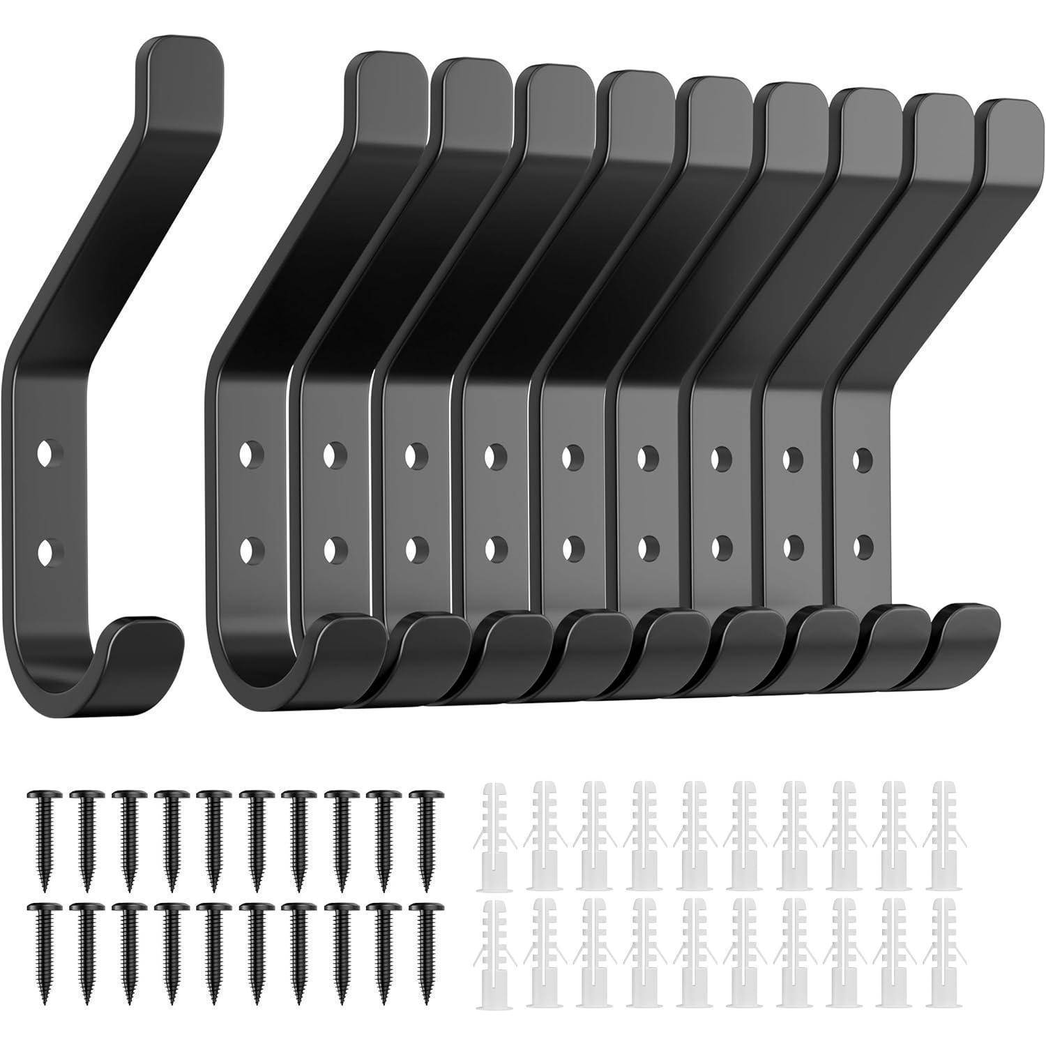 Garderobenhaken 10-Stück zum Schrauben Vintage Metall Schwarz