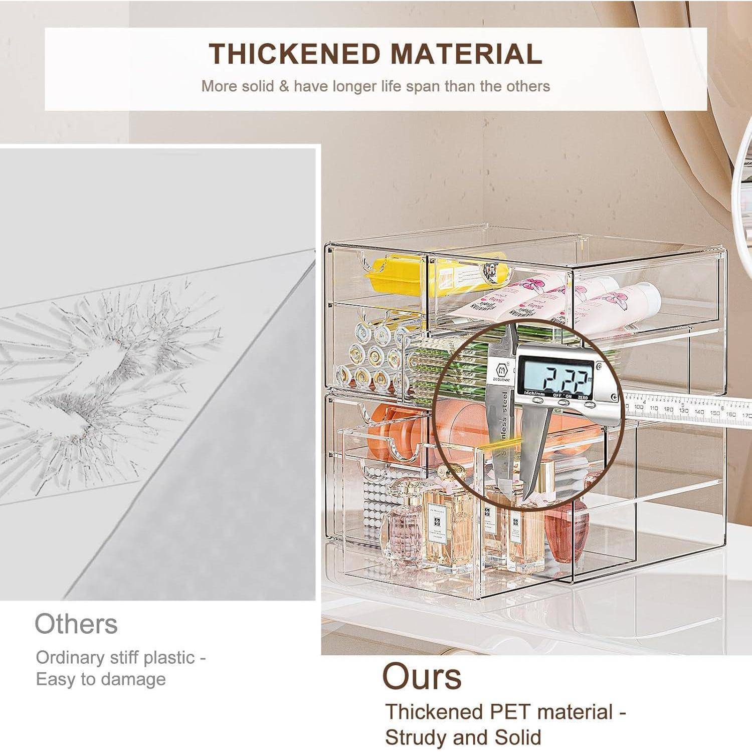 Acryl Schreibtisch Organizer mit 7 Schubladen: 2er Set transparente