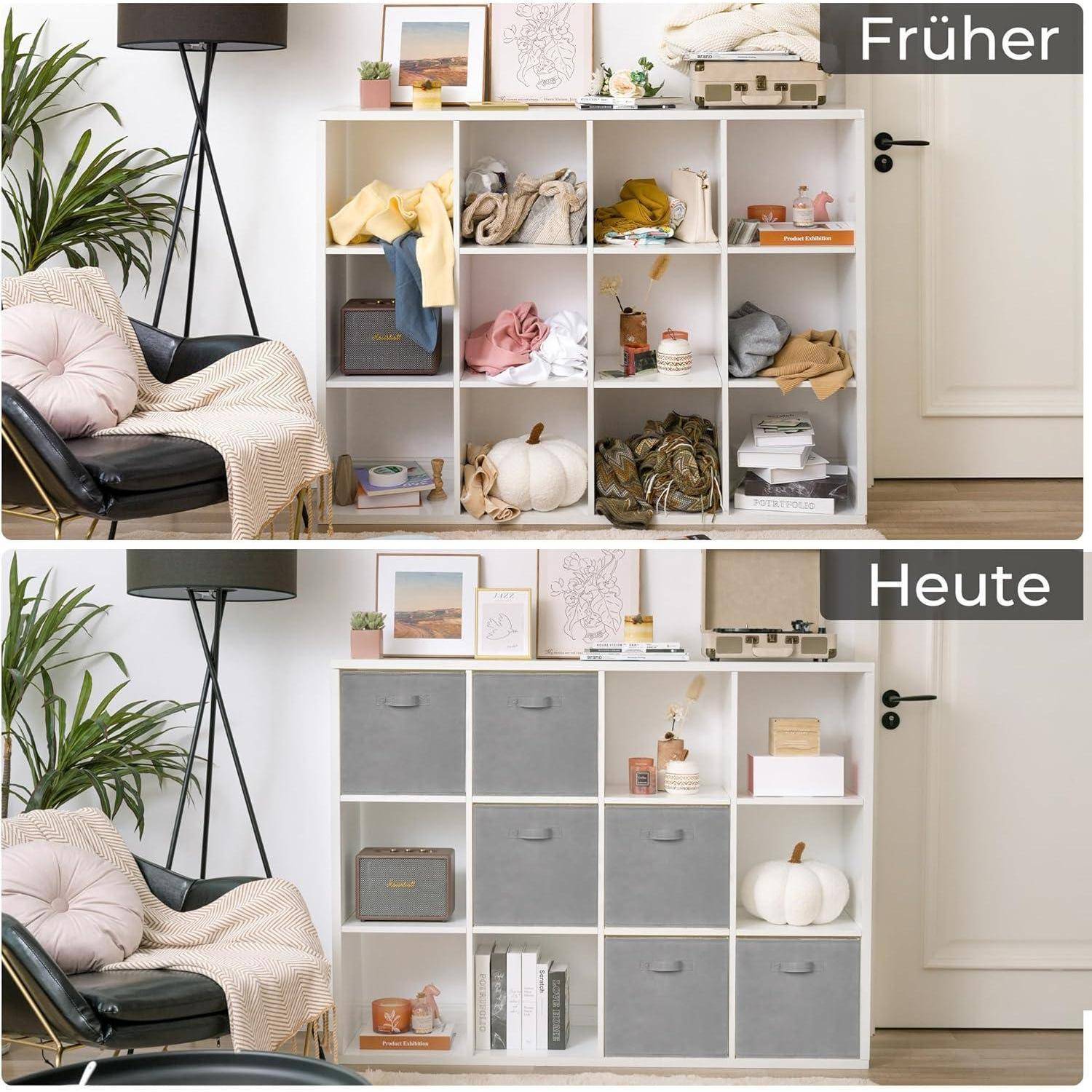 Aufbewahrungswürfel Stoff Kallax Regal 6er Set 33x33x32,4cm Grau