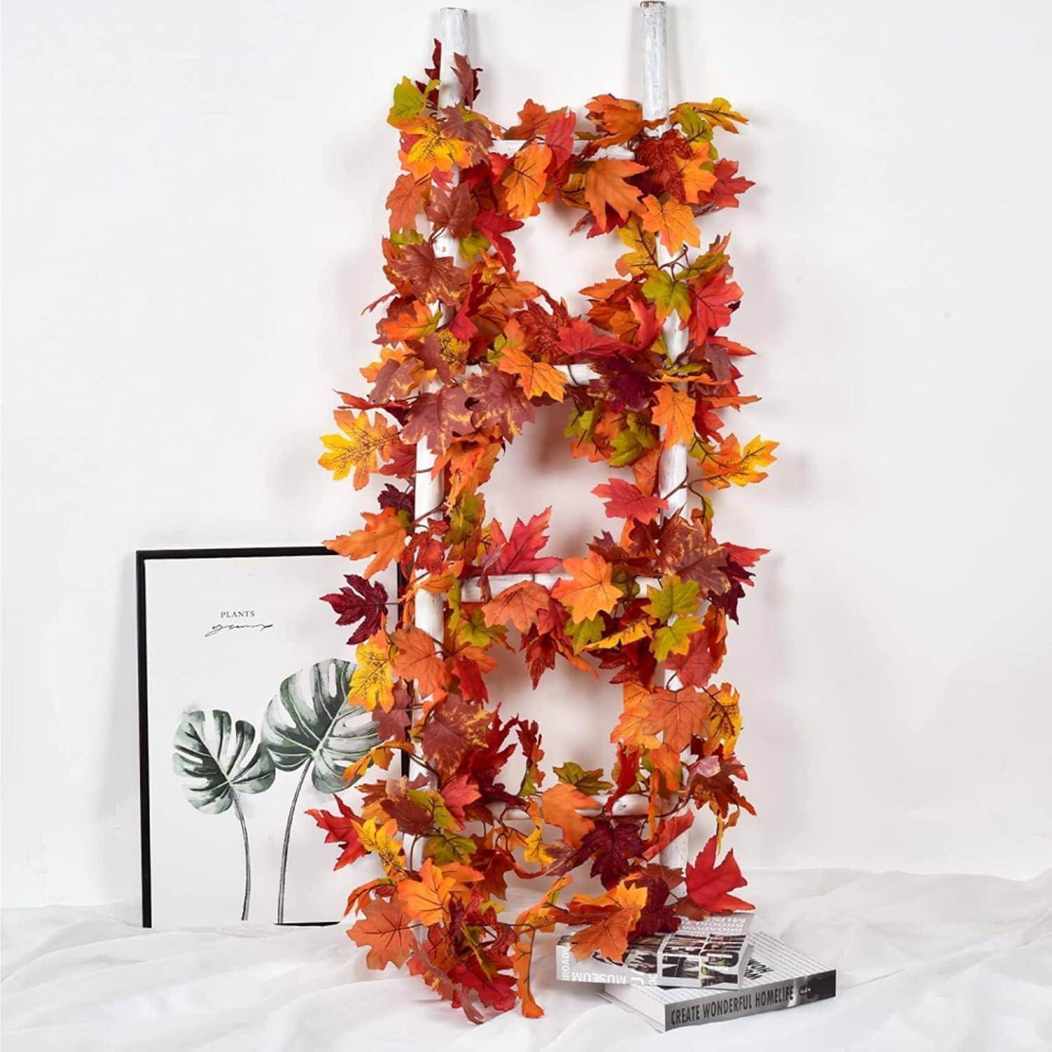 2er Set Künstliche Ahornblatt Girlanden 180cm Herbstdeko für drinnen