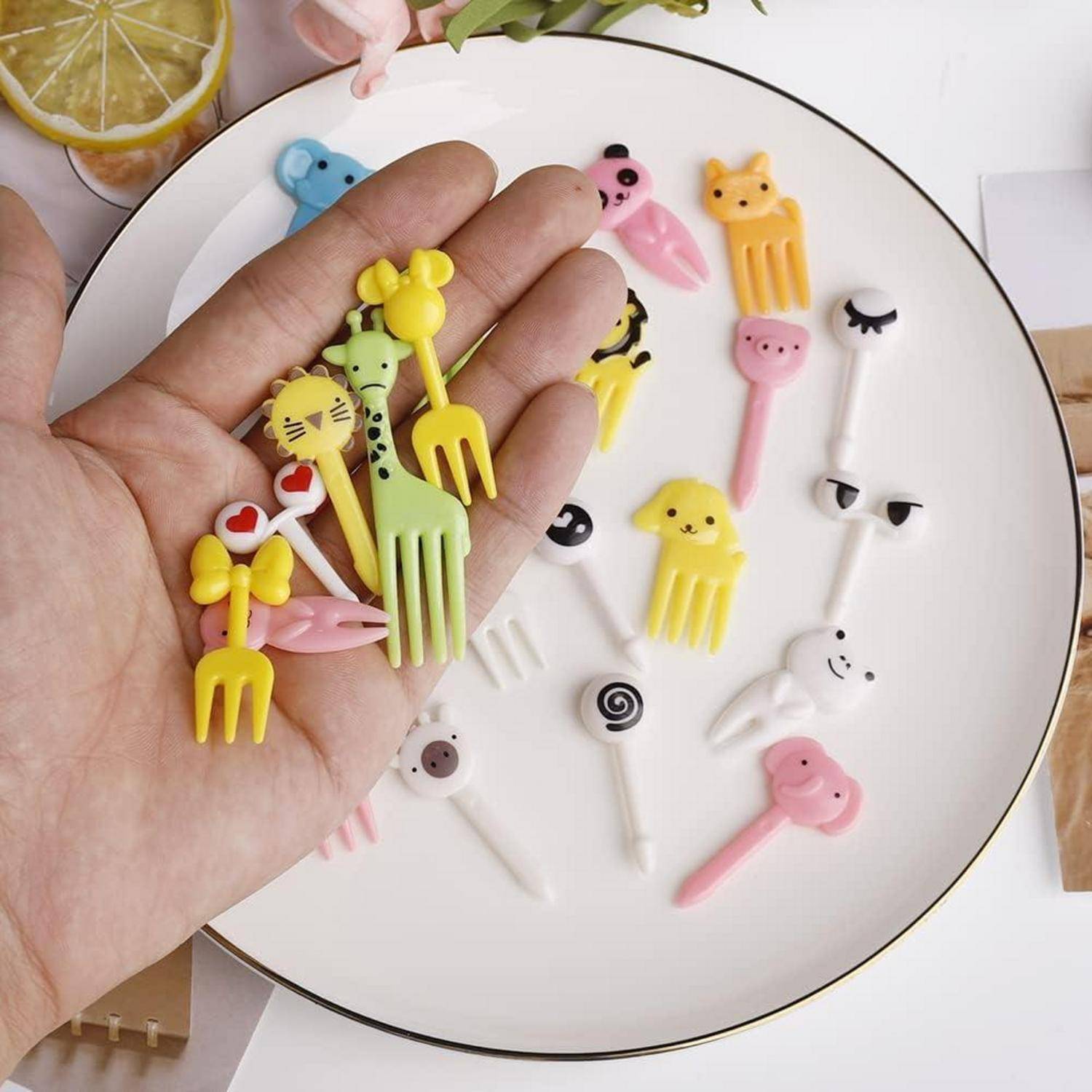 60 Stück Tier Obstgabeln Kunststoff Mini Gabeln 8 Größen Fingerfood