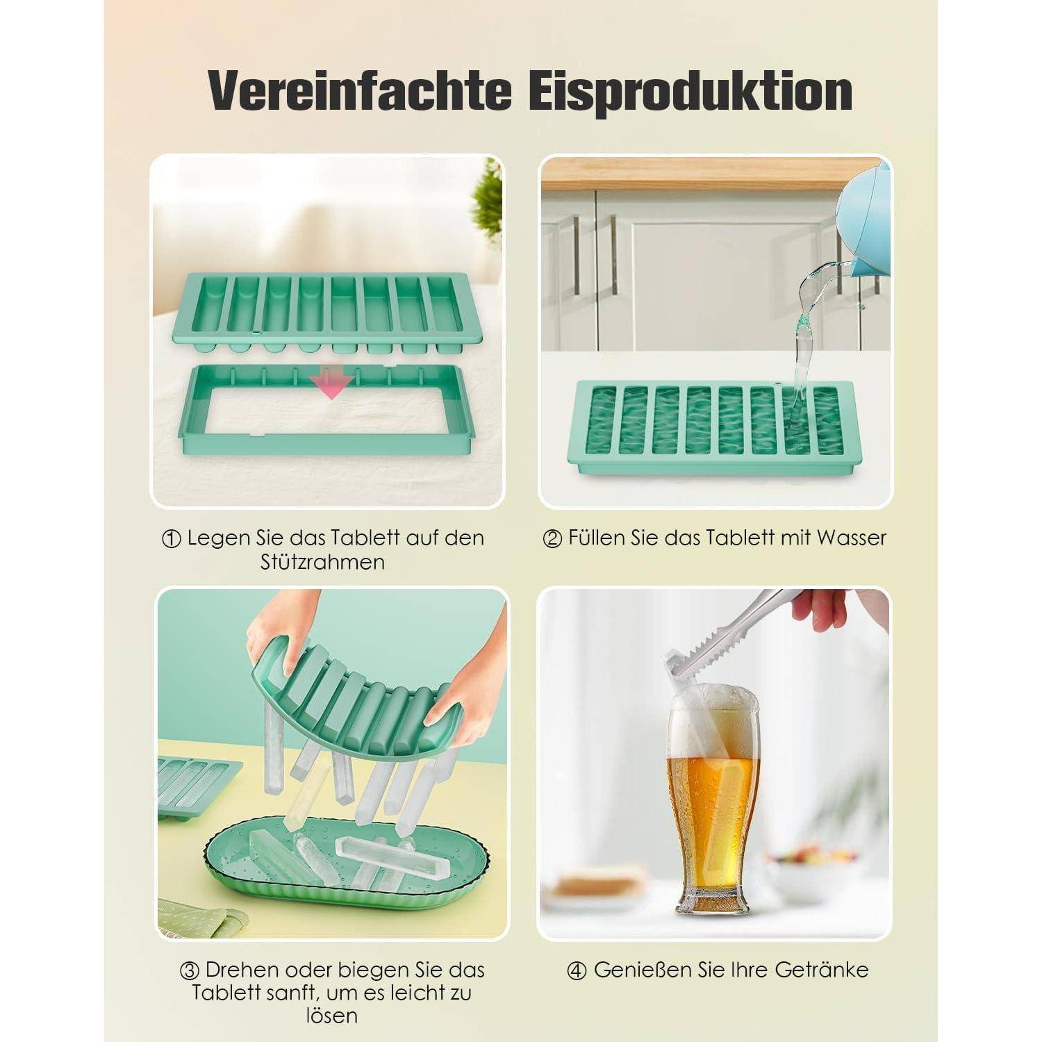 Eiswürfelform für Trinkflaschen mit Unterstützungsrahmen
