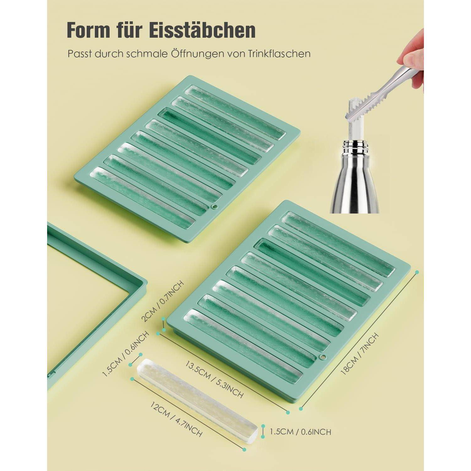 Eiswürfelform für Trinkflaschen mit Unterstützungsrahmen