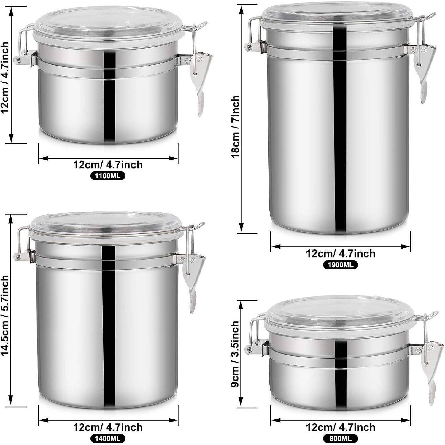 Vorratsdosen Edelstahl Luftdicht Aufbewahrungsbehälter 4er Set