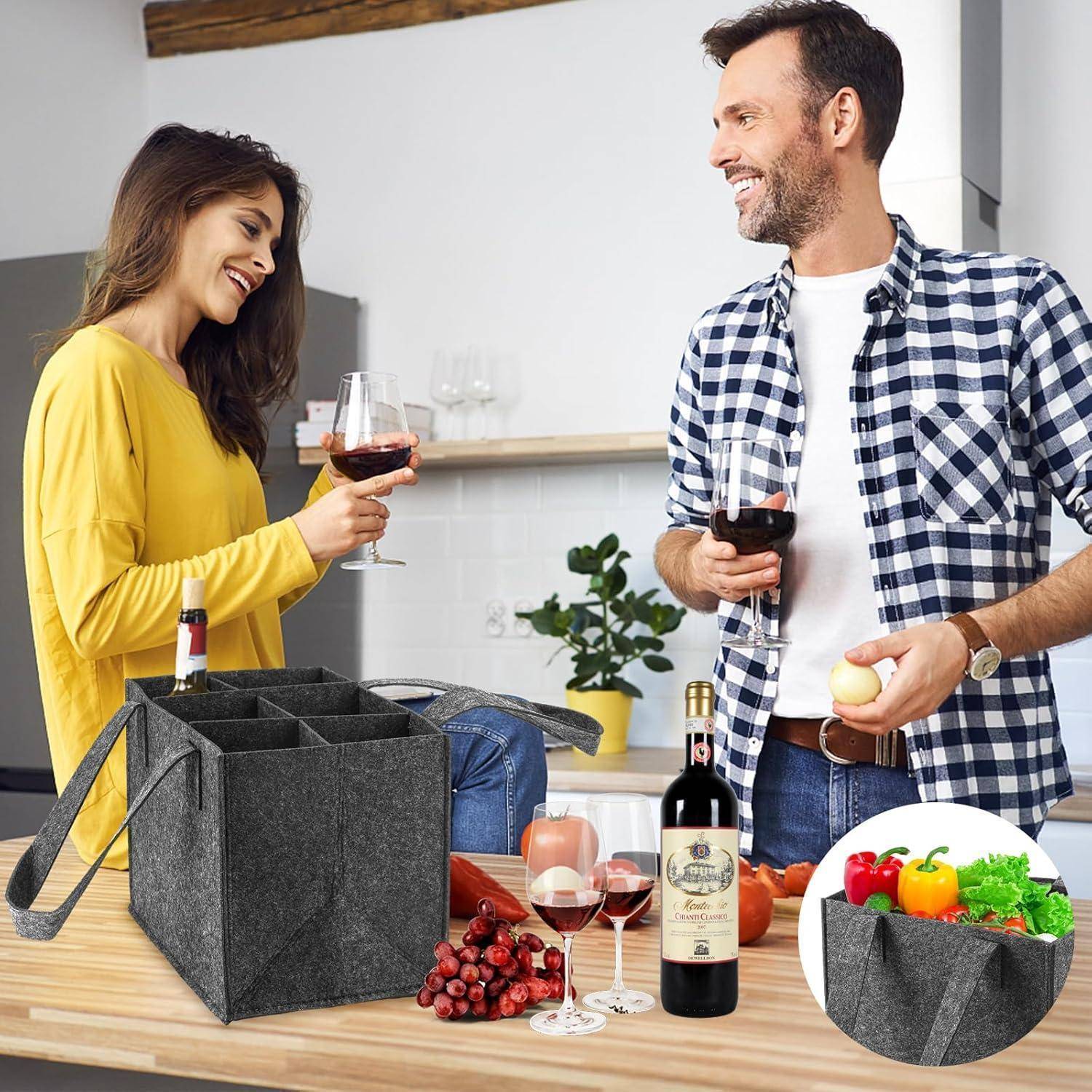 Filz Flaschentasche 6 Flaschen Wein Bier Getränke Picknick Weinhalter