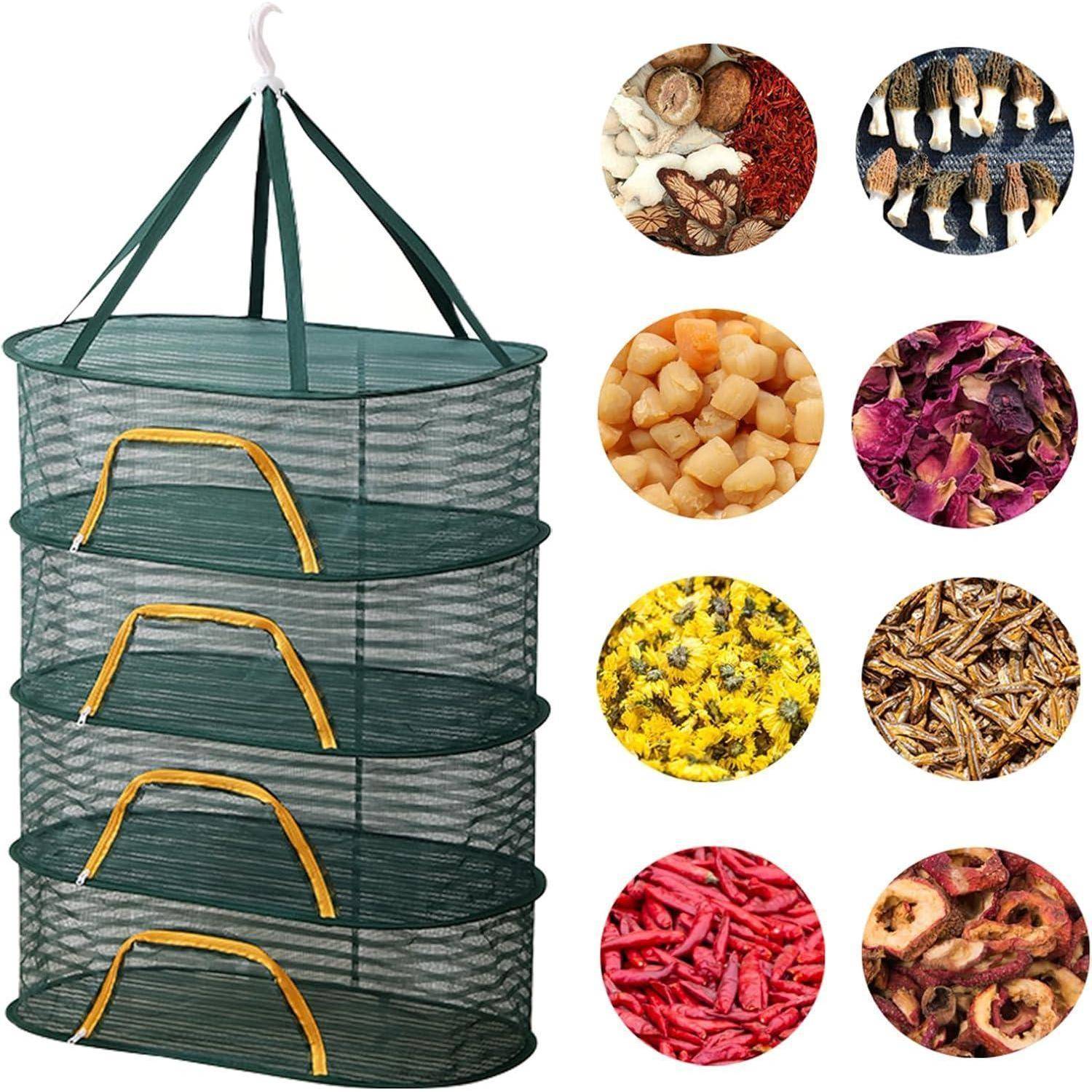 Trockennetz Kräuter 4-lagiges HäNgendes Netz Reißverschluss Für
