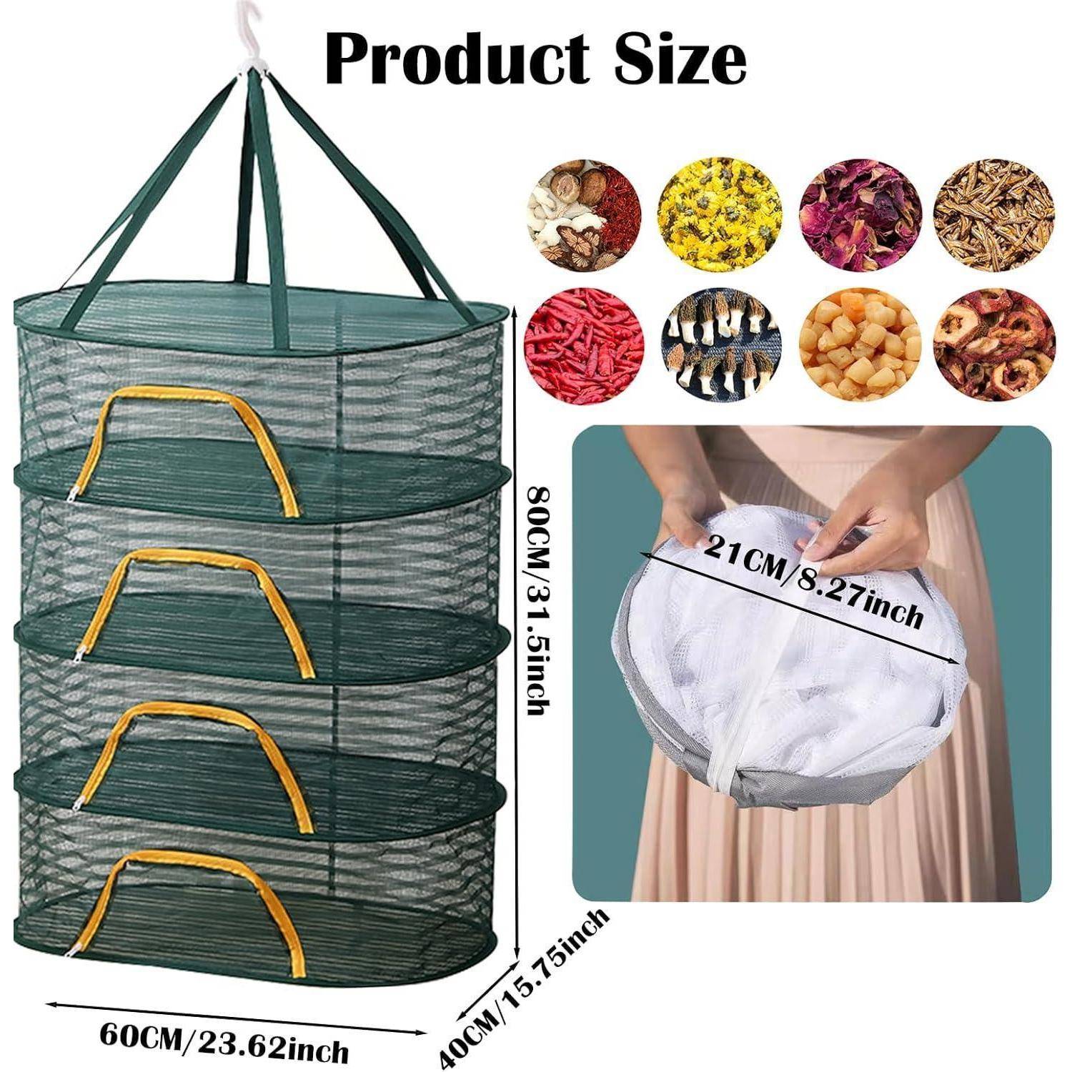 Trockennetz Kräuter 4-lagiges HäNgendes Netz Reißverschluss Für
