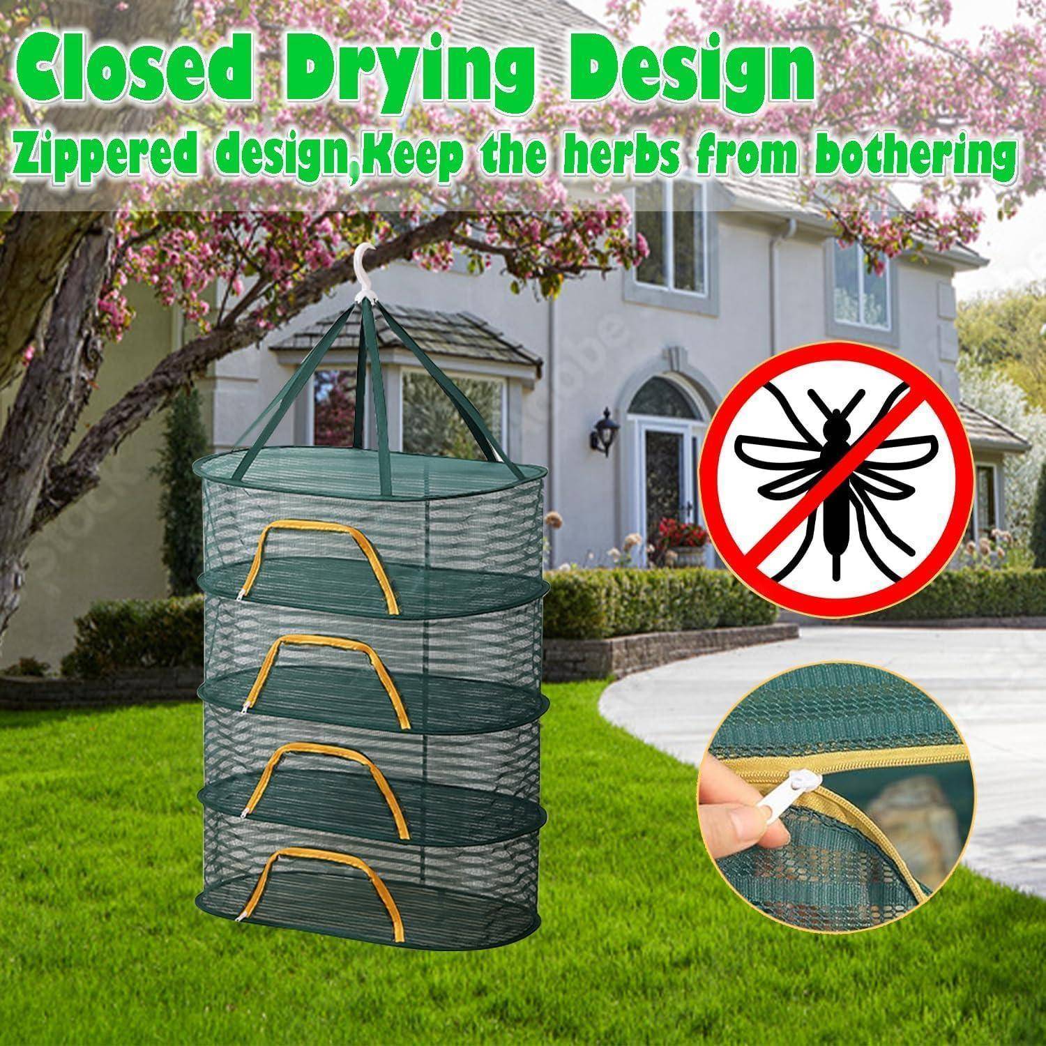 Trockennetz Kräuter 4-lagiges HäNgendes Netz Reißverschluss Für
