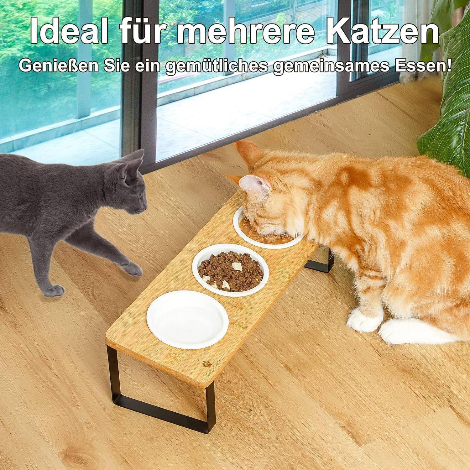 Katzennapf Erhöht Keramik Fressnapf 3er Set Holz 12cm Katzenfressnapf