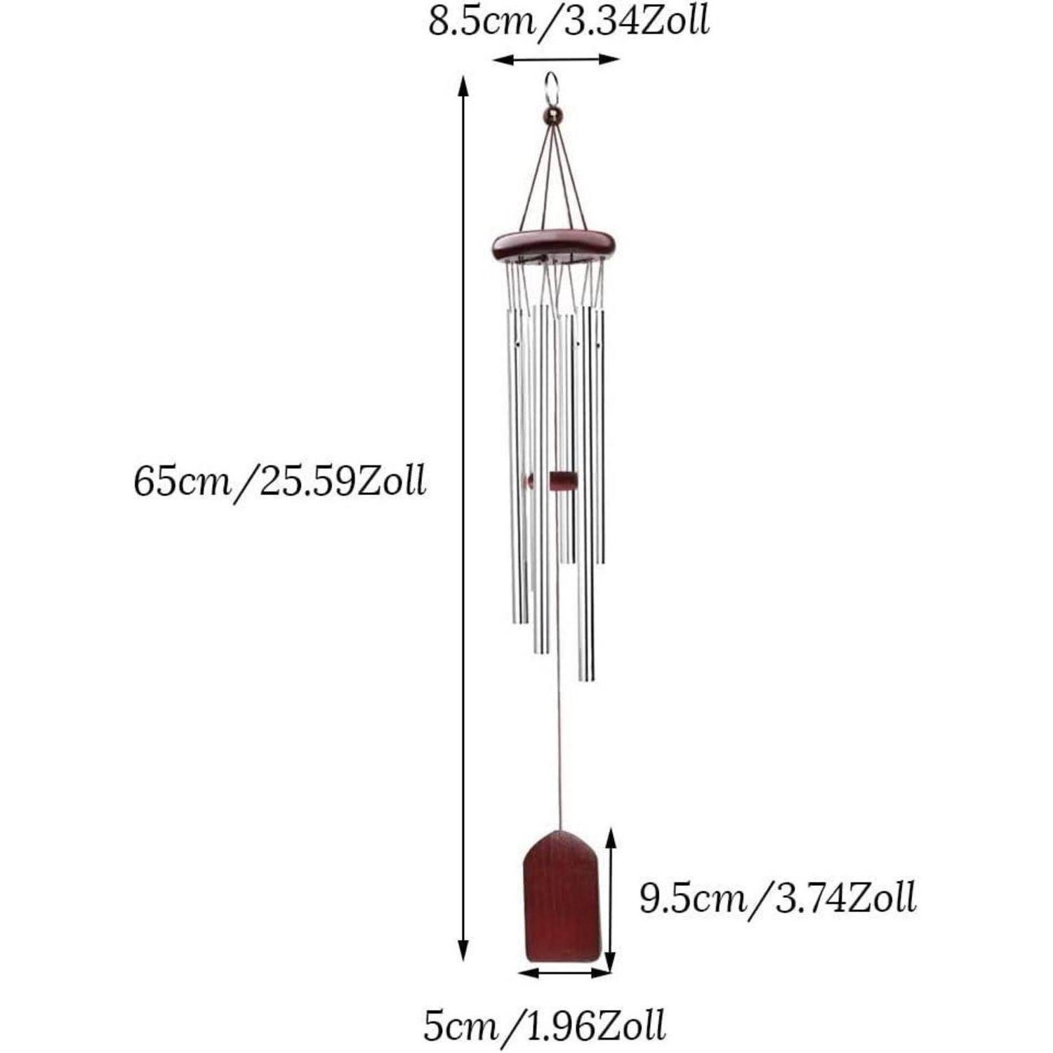 Windspiel, 65cm Aluminiumlegierung, 6 Rohre, Wind Chimes, Deko für