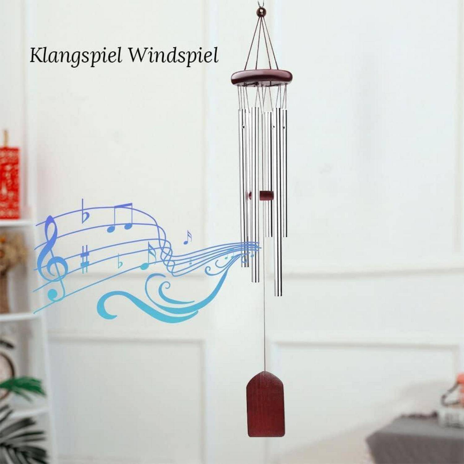 Windspiel, 65cm Aluminiumlegierung, 6 Rohre, Wind Chimes, Deko für