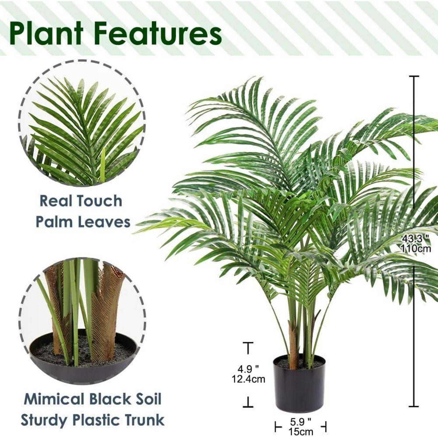 Künstliche Palme Kunstpflanze Deko Aesthetic 110CM Grün