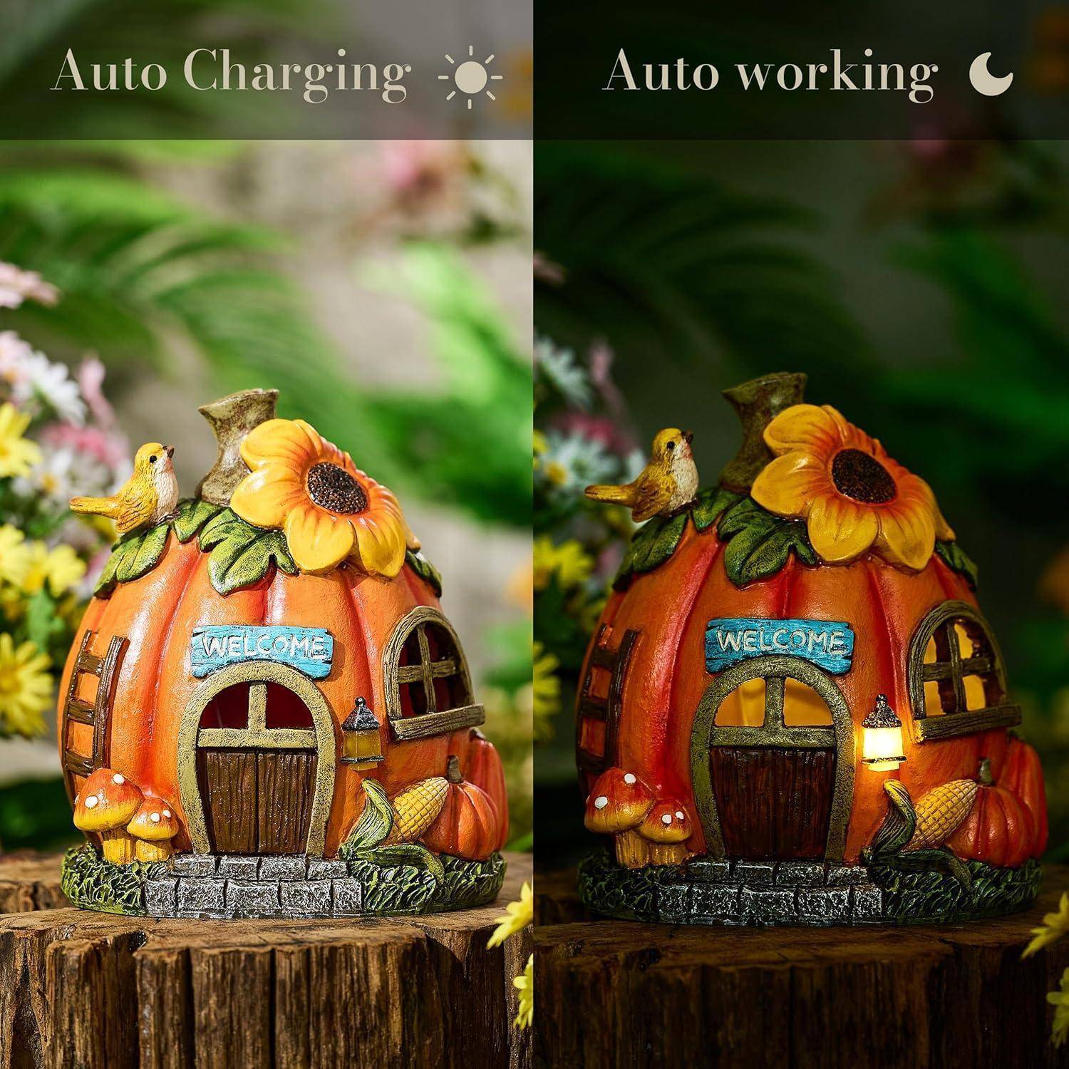 Kürbishaus Solarleuchte Gartendeko Herbstdeko Outdoor M