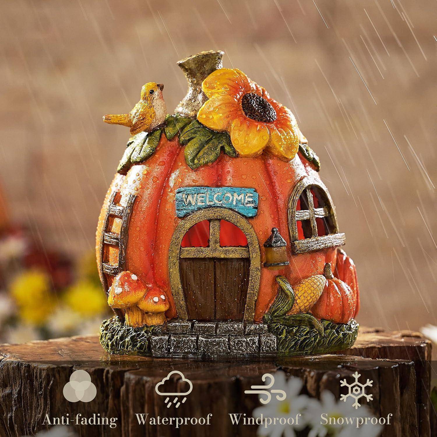 Kürbishaus Solarleuchte Gartendeko Herbstdeko Outdoor M