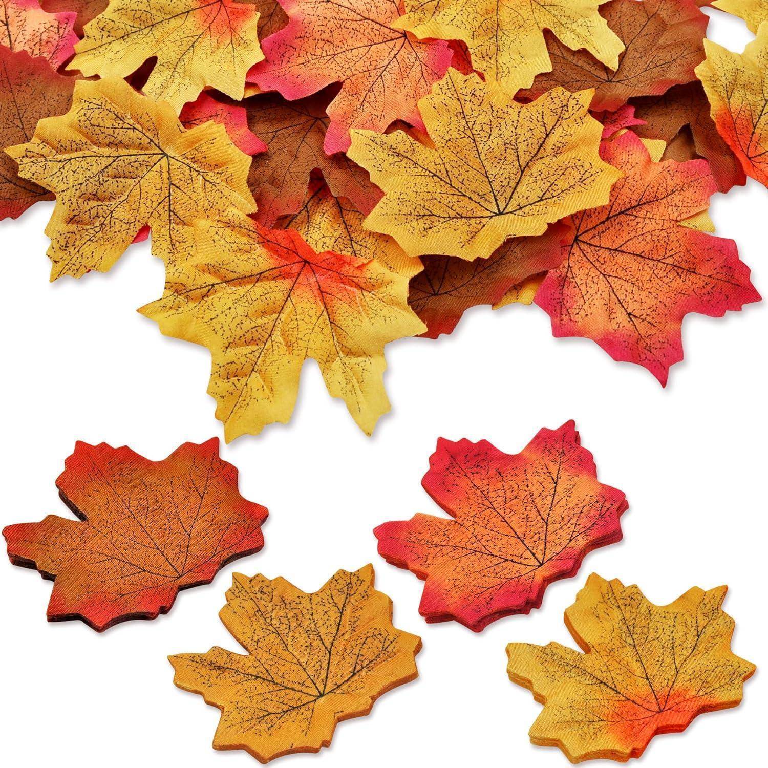 200 Künstliche Ahornblätter Herbst Deko Blätter 4 Farben 7 * 8,5 cm