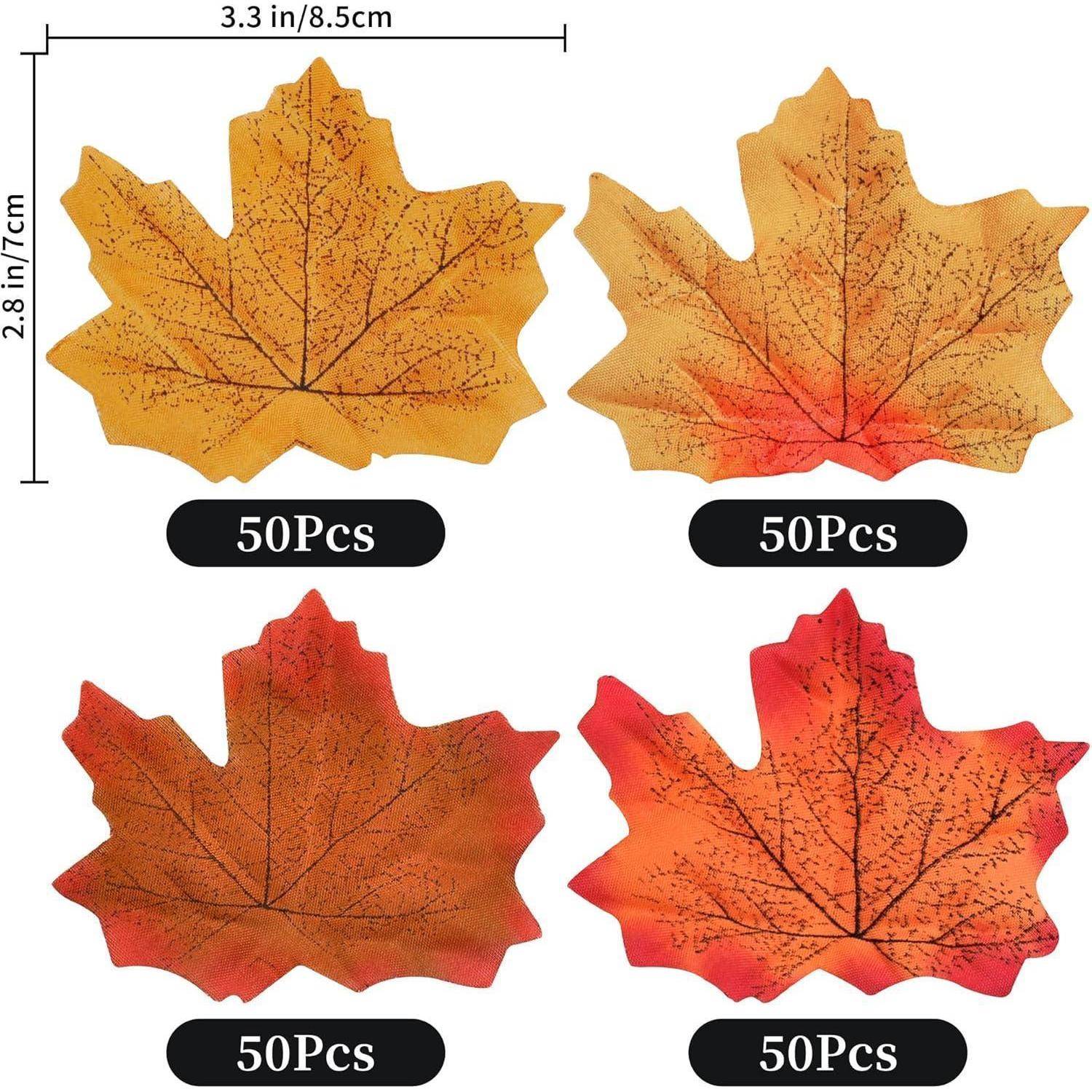200 Künstliche Ahornblätter Herbst Deko Blätter 4 Farben 7 * 8,5 cm