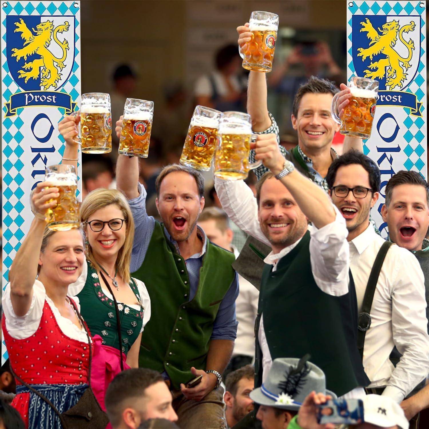 Oktoberfest Deko Banner 2 Stück Bayerisches Bierfest Banner outdoor