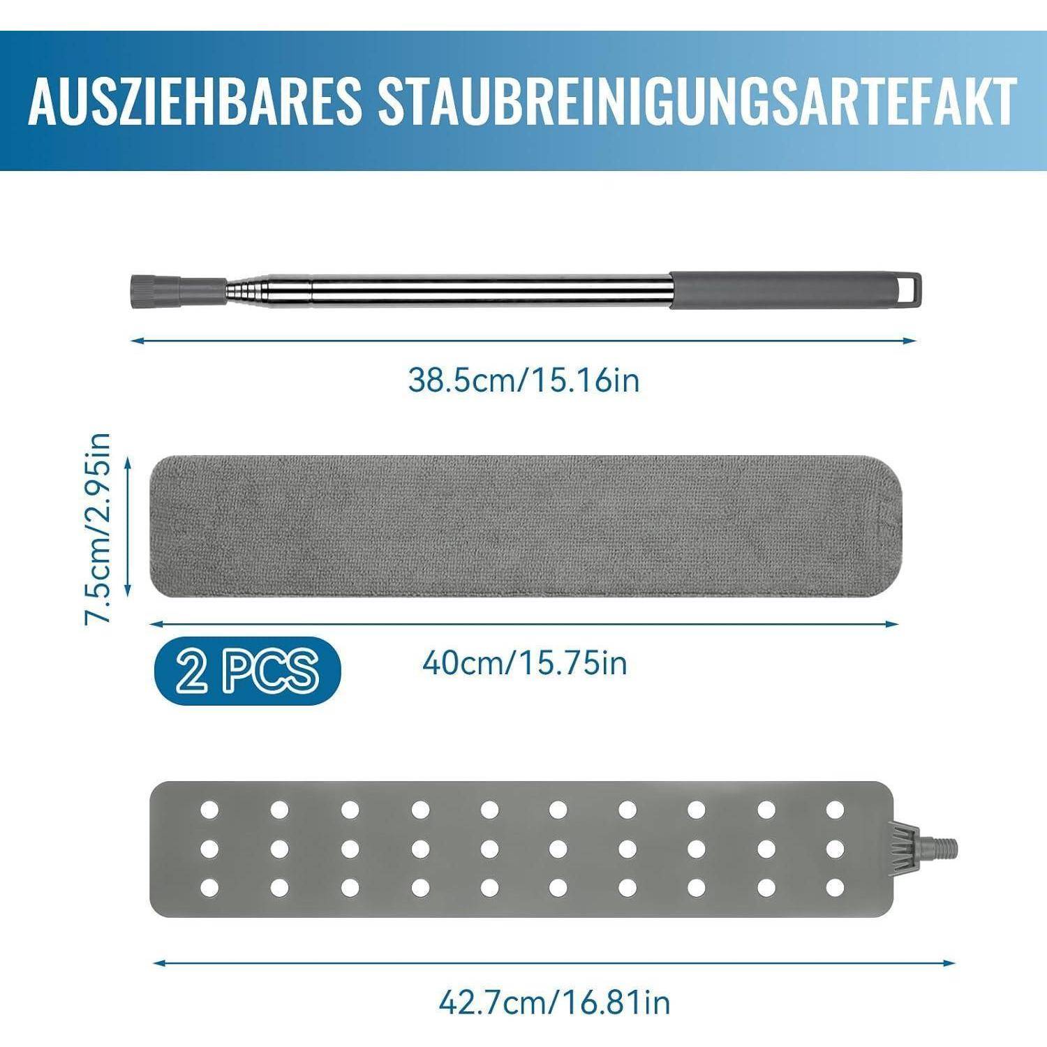 Ausziehbarer Teleskopstaubwedel mit Edelstahlstange 1.2m-2.5m
