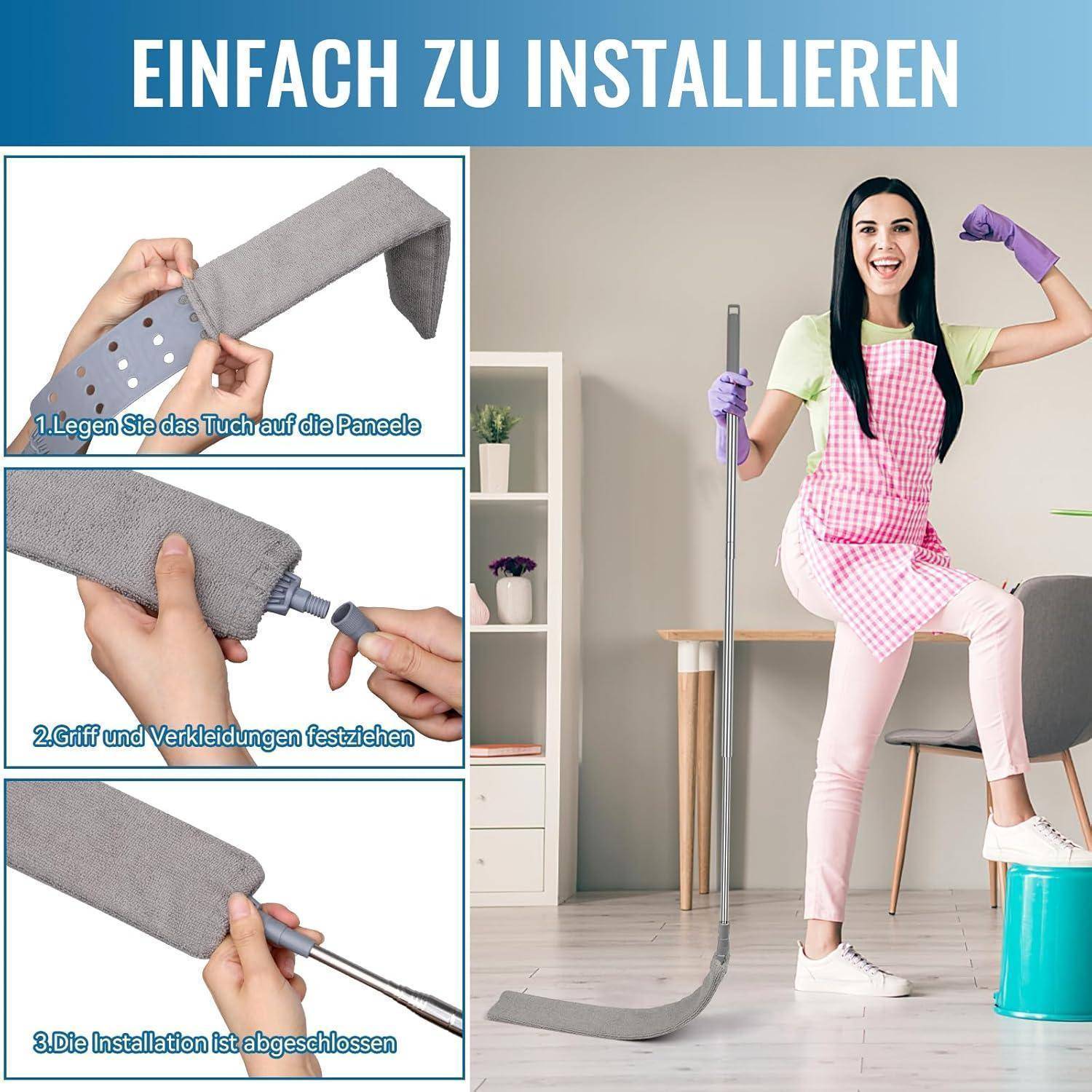 Ausziehbarer Teleskopstaubwedel mit Edelstahlstange 1.2m-2.5m