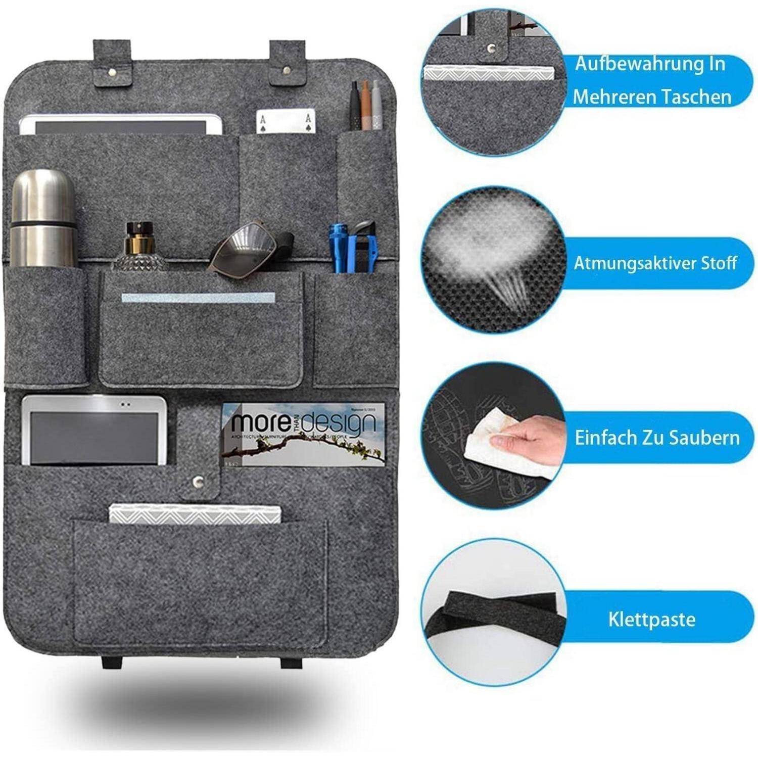 2er Set Filz Autositz Organizer Rücksitztasche Aufbewahrungstasche