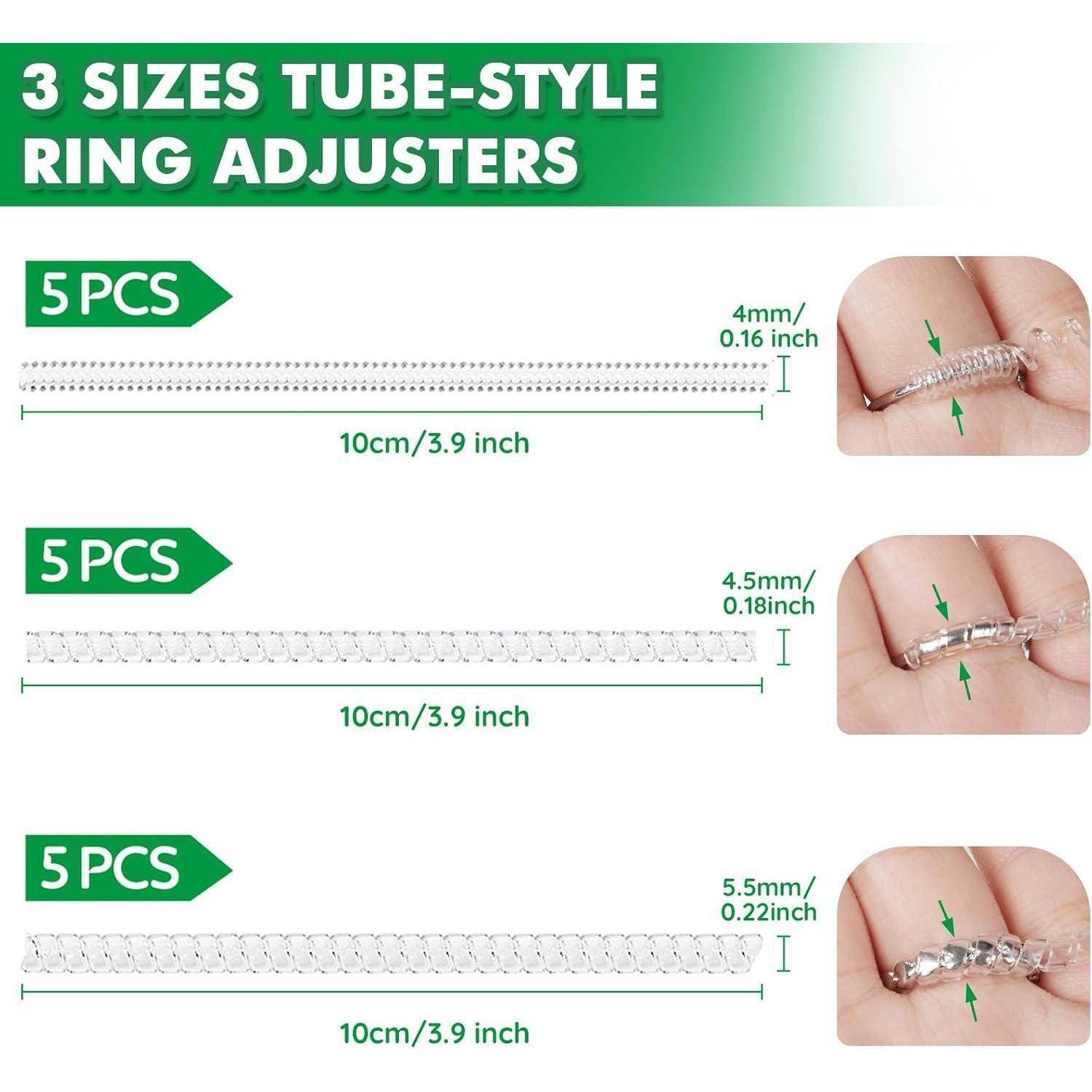 3 Größen Rohrförmige Ringweiten-Anpassungen: Je 5 Stück von 4mm/0,16 Zoll, 4,5mm/0,18 Zoll und 5,5mm/0,22 Zoll; 10cm/3,9 Zoll Länge.