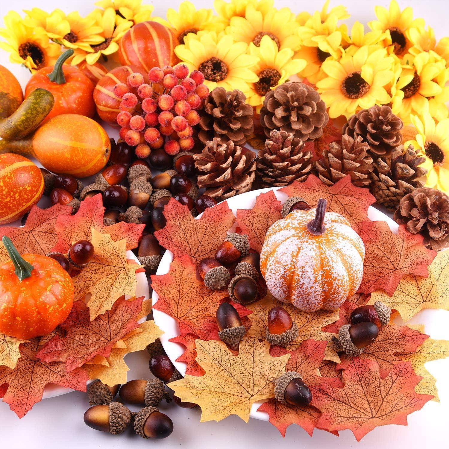 156 Stk Herbst Thanksgiving Dekoration Mini Kürbisse Tannenzapfen