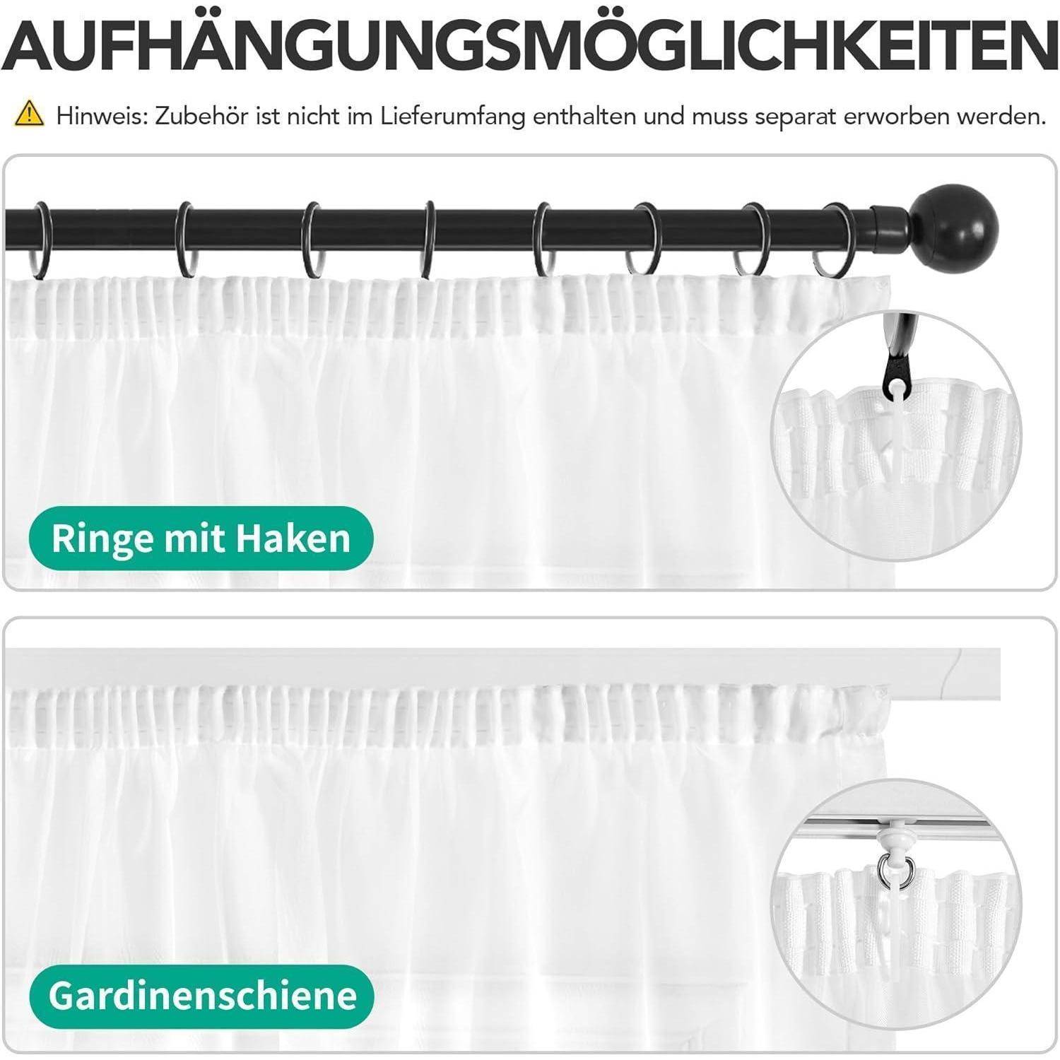 Vorhanghängeoptionen: Ringe mit Haken; Gardinenschiene.