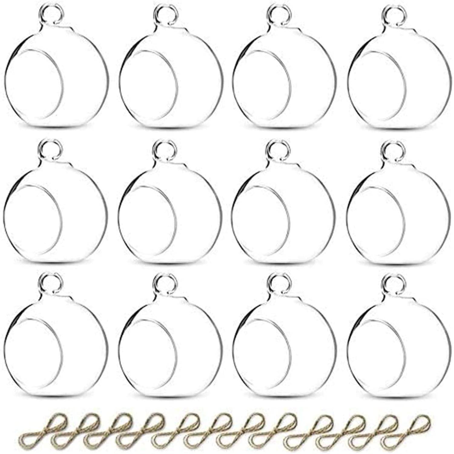 Teelichthalter Glas Hängend Transparent 12 Stück 6cm Hochzeit Deko
