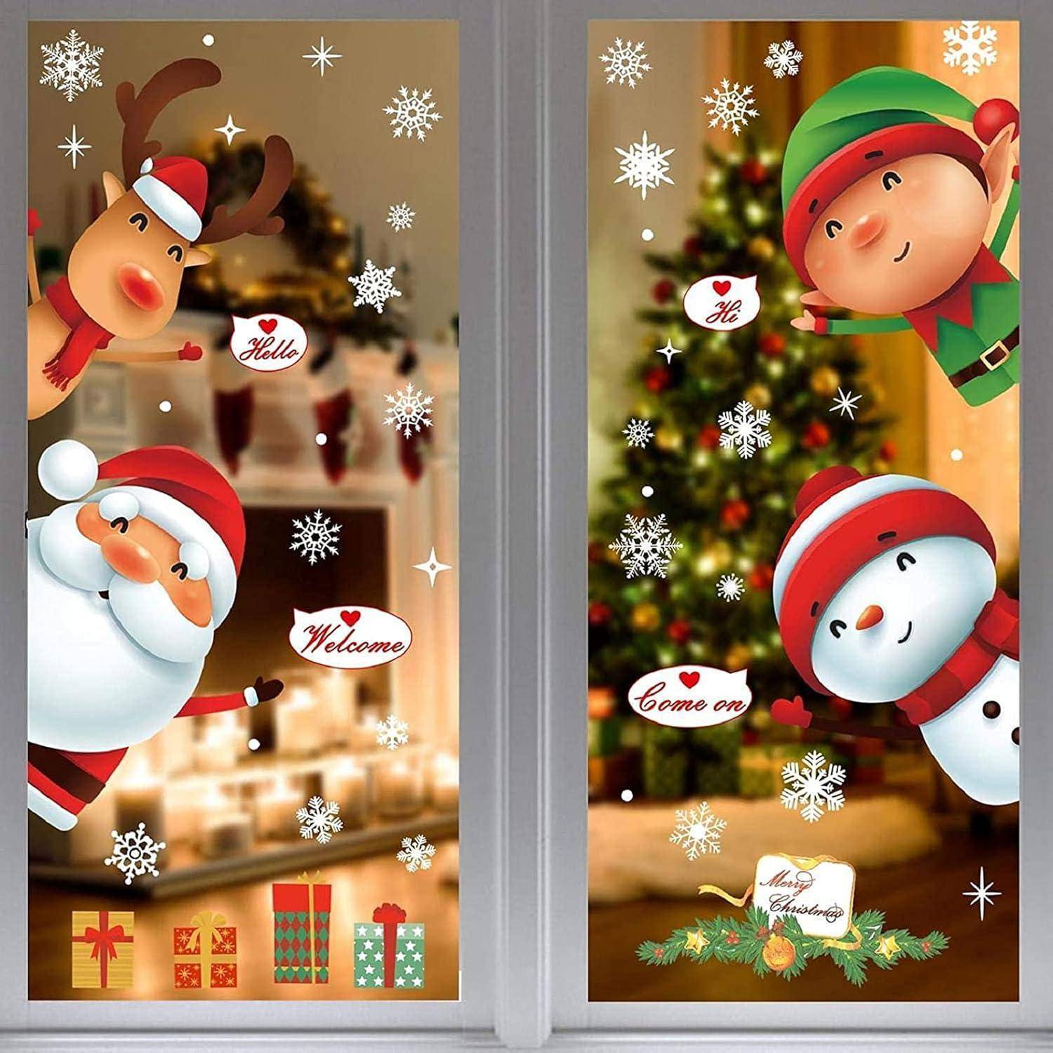 Weihnachtsdeko Aufkleber Fensterbilder Weihnachtsmann Rentier