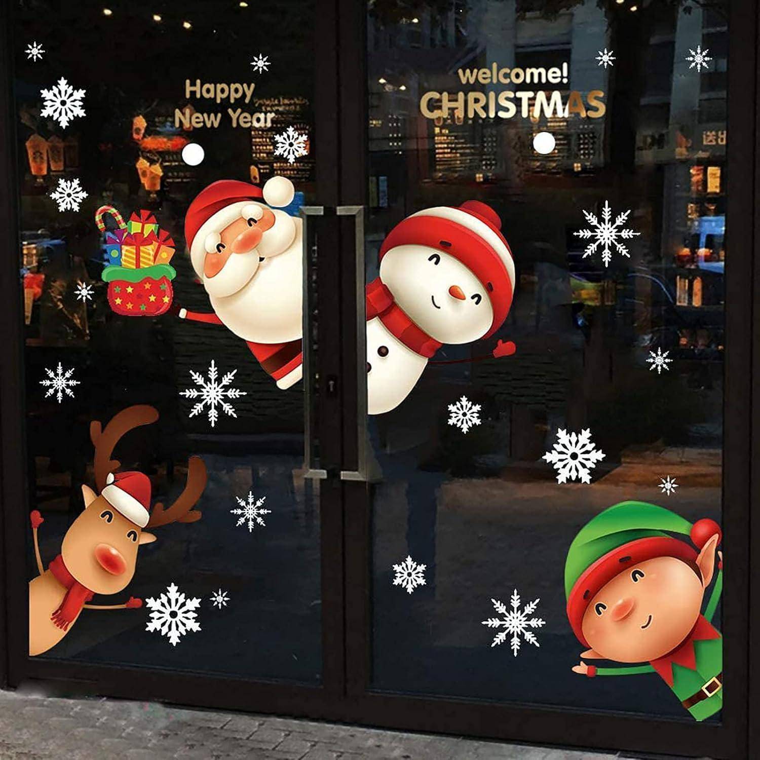 Weihnachtsdeko Aufkleber Fensterbilder Weihnachtsmann Rentier