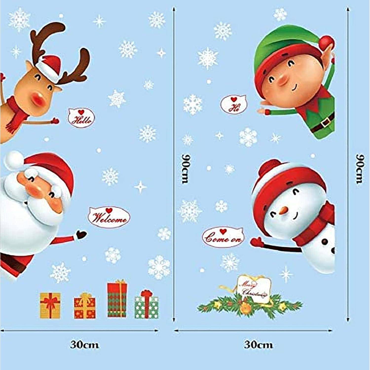 Weihnachtsdeko Aufkleber Fensterbilder Weihnachtsmann Rentier