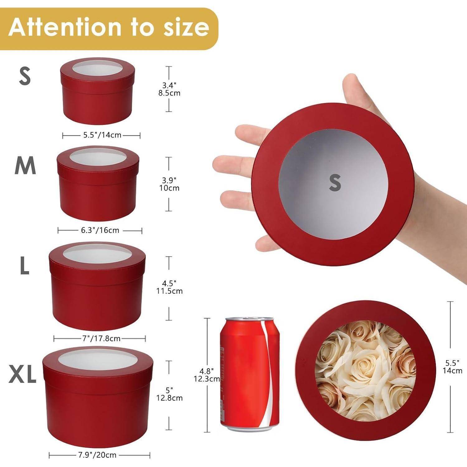Aufbewahrungsboxen 4er-Set Rund Geschenkschachteln Karton Rot-2