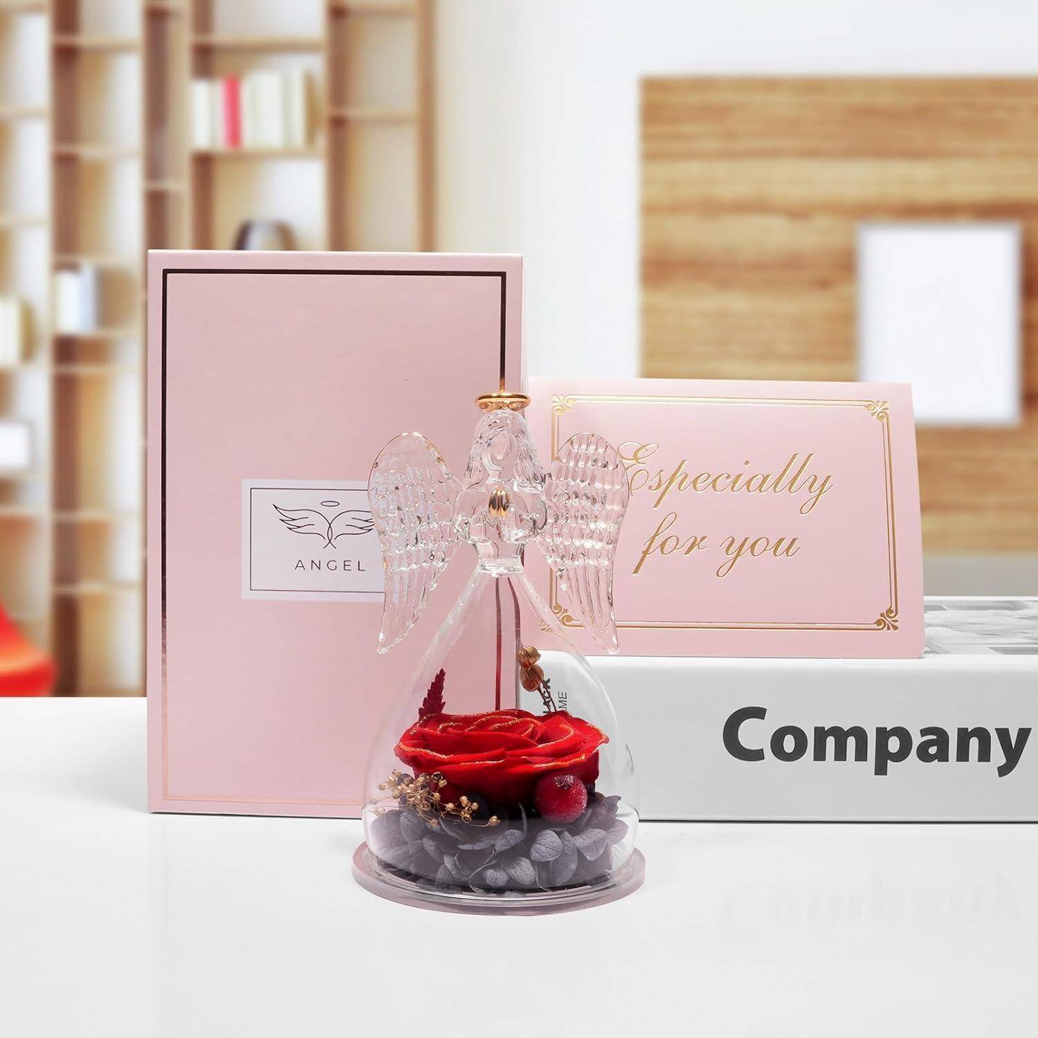 Ewige Rose Engel Geschenke für Frauen Mutter Rot Vergoldet