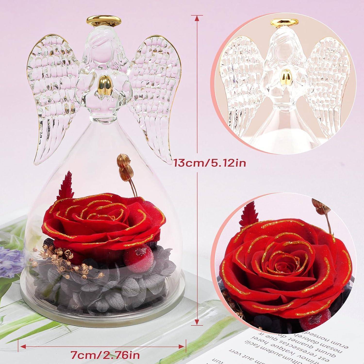 Ewige Rose Engel Geschenke für Frauen Mutter Rot Vergoldet